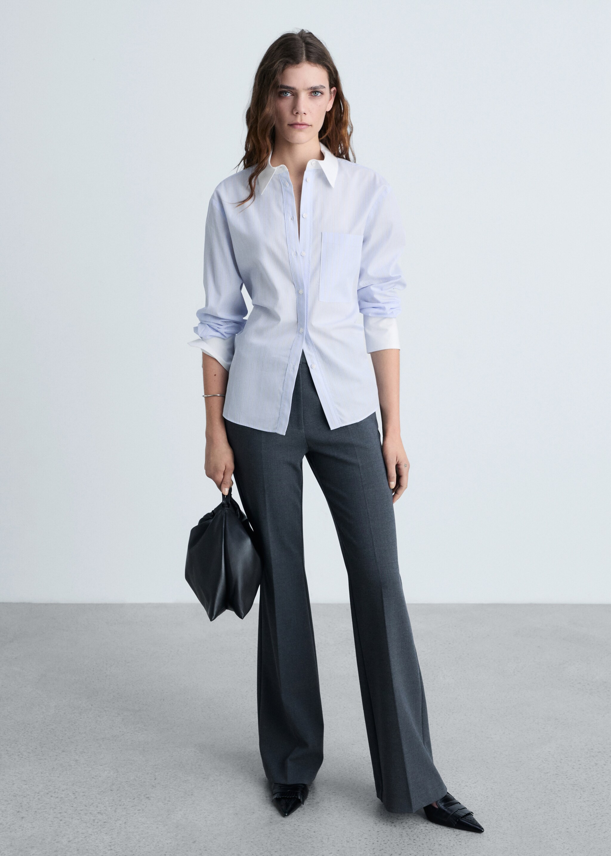 Kombiniertes Hemd aus Baumwollgemisch - Allgemeine Ansicht, Blau. Ref: 87024805-00.