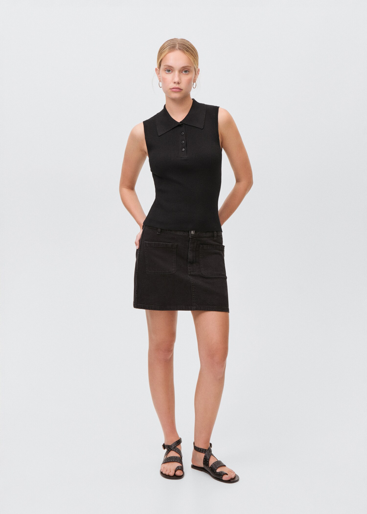 Polo-neck knitted top - General plane