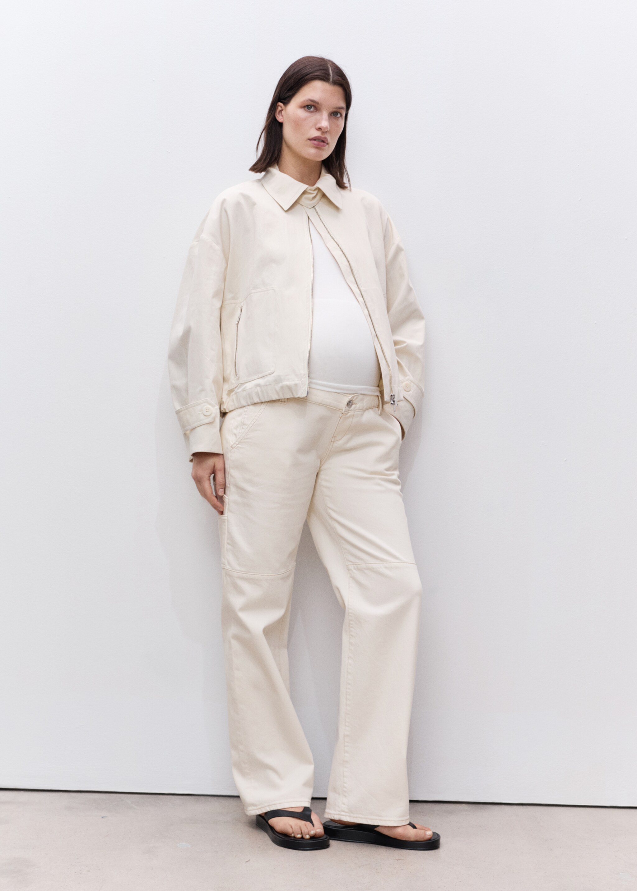 Maternity wide leg jeans - General plane, Off White. Ref: 87025739-00.