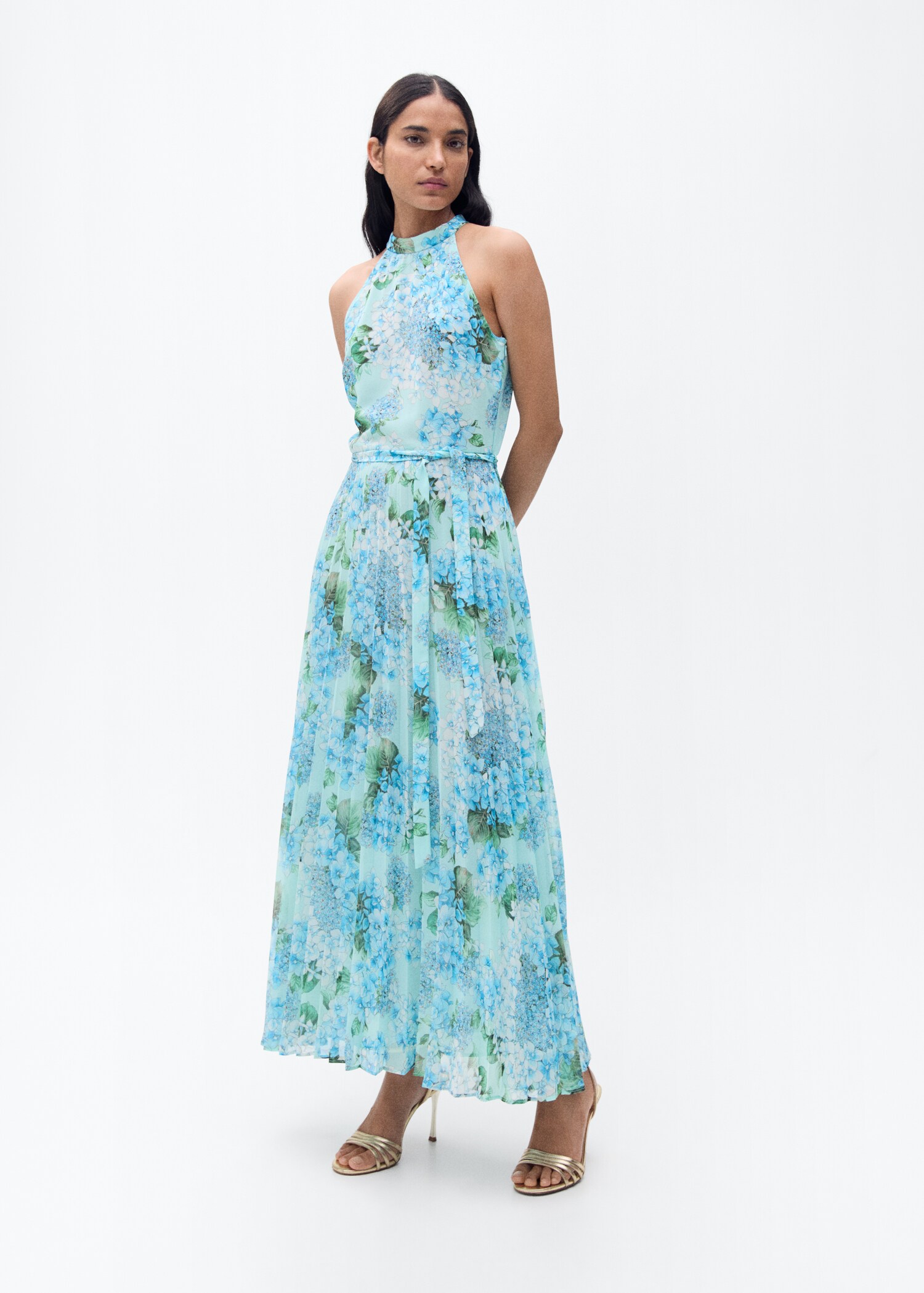 Floral-print pleated dress - General plane