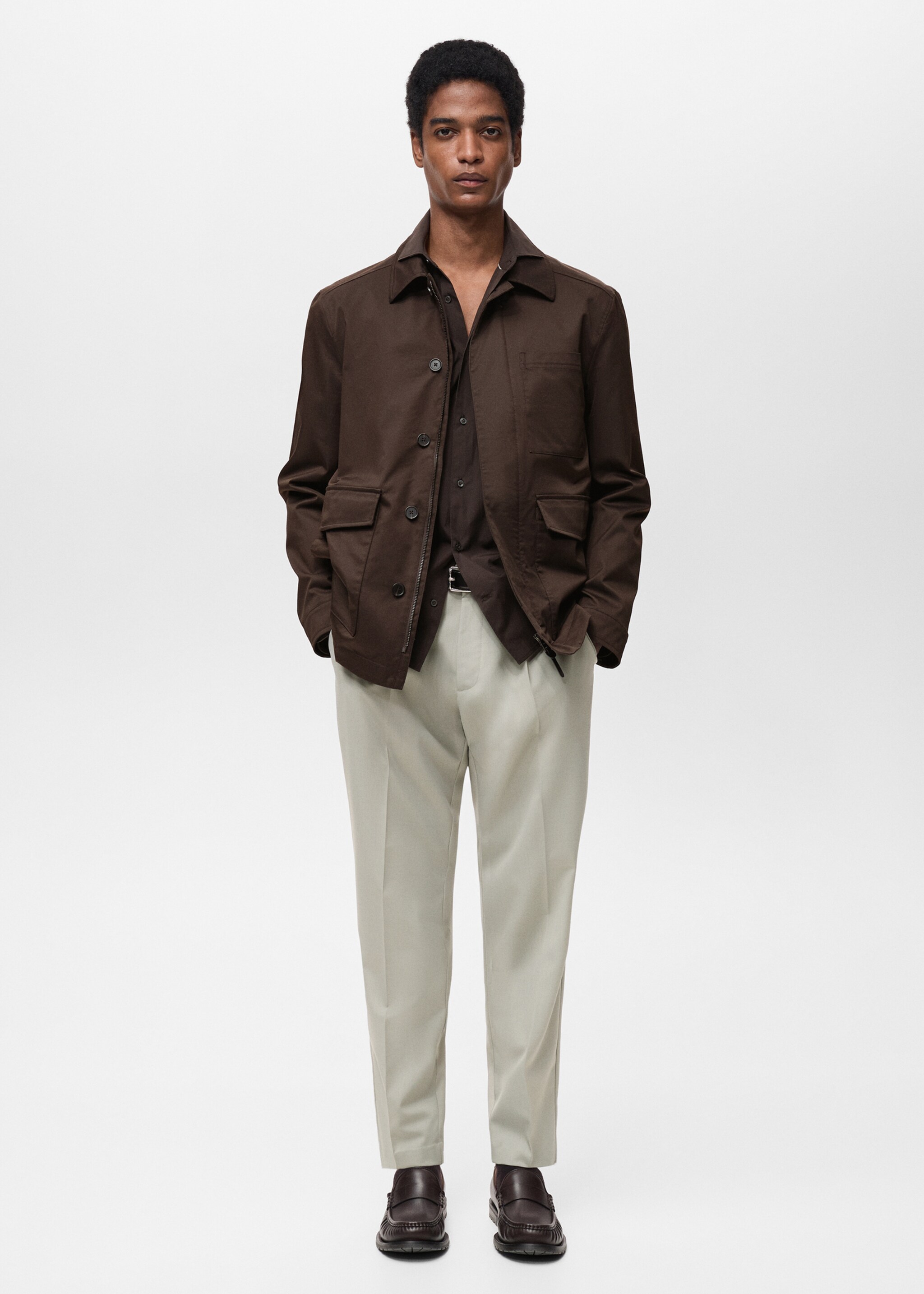 Water-repellent cotton jacket - General plane, Chocolate. Ref: 87025918-00.