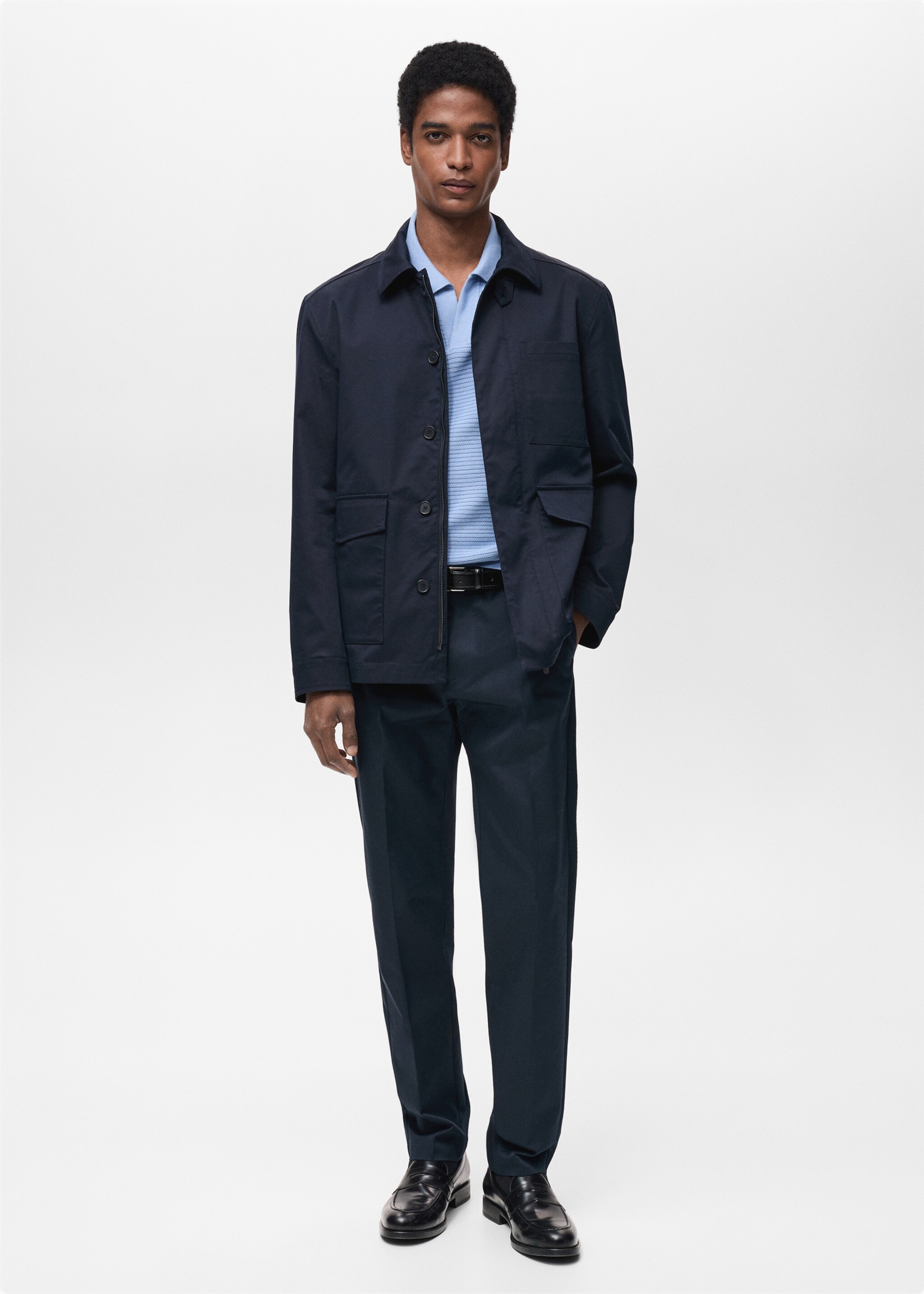 Water-repellent cotton jacket - General plane, Night Blue. Ref: 87025918-00.