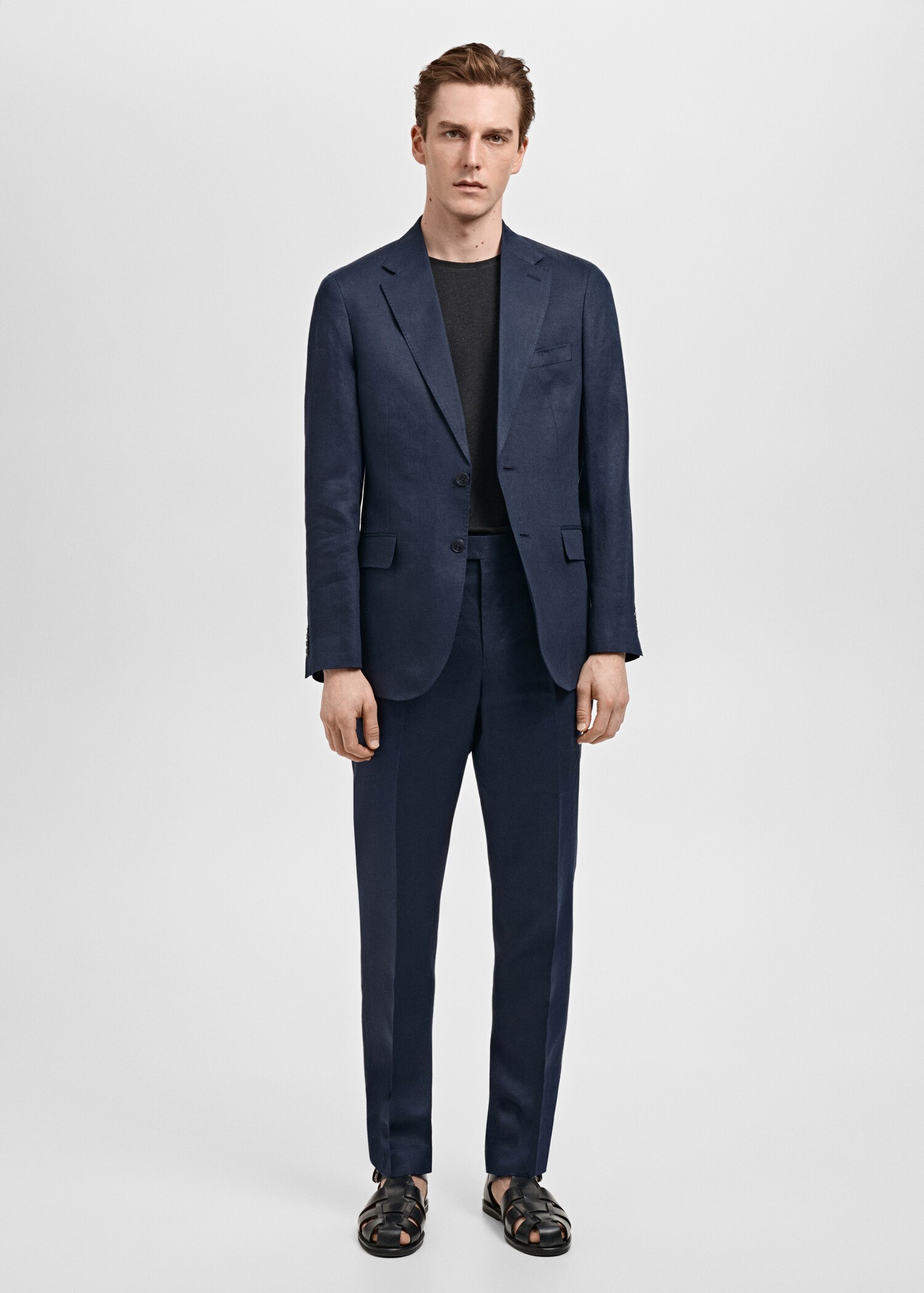 Amalfi 100% linen slim fit suit trousers - General plane