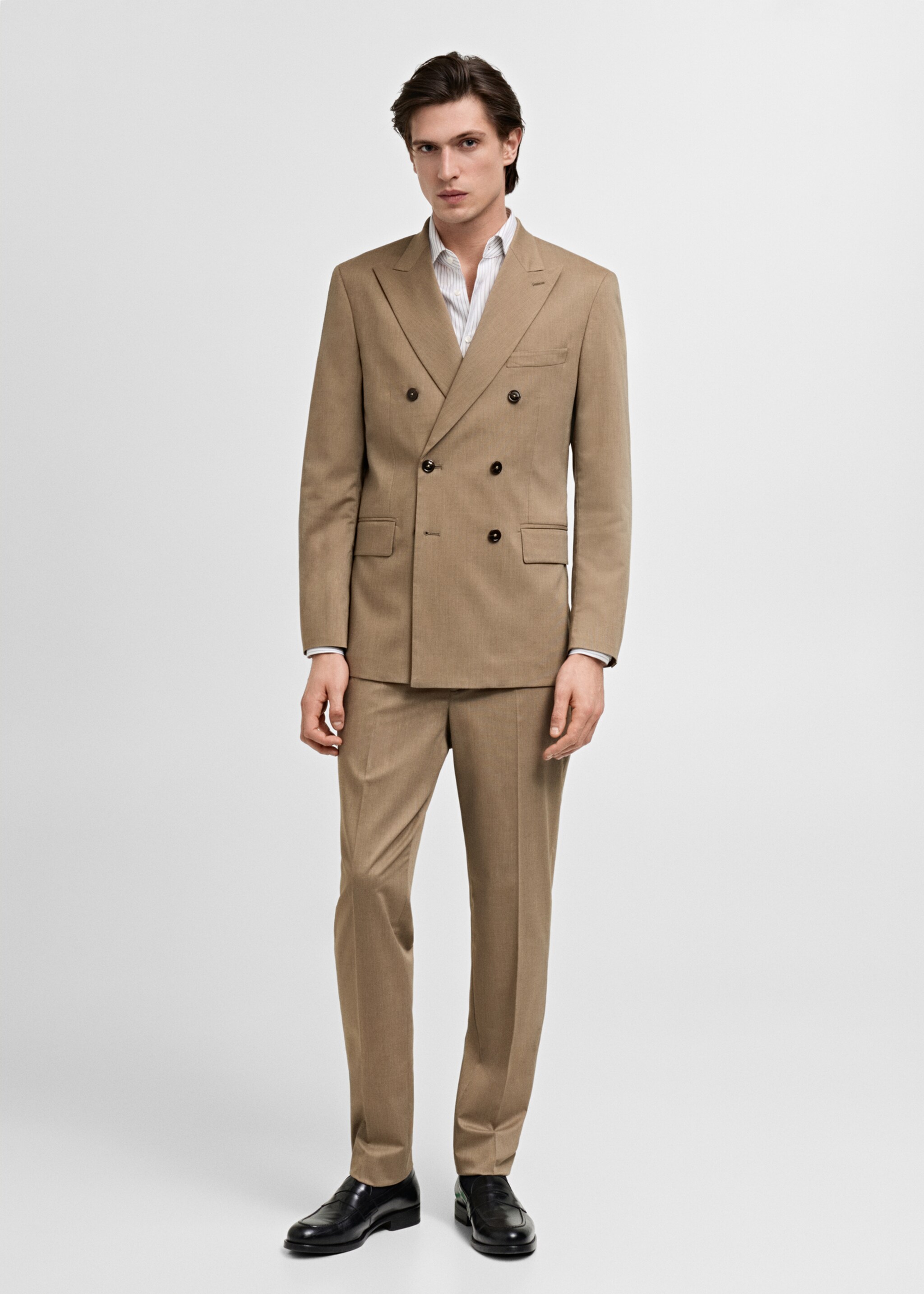 Giacca completo Mónaco doppiopetto slim-fit - Piano generale, Marrone medio. Ref: 87025929-00.