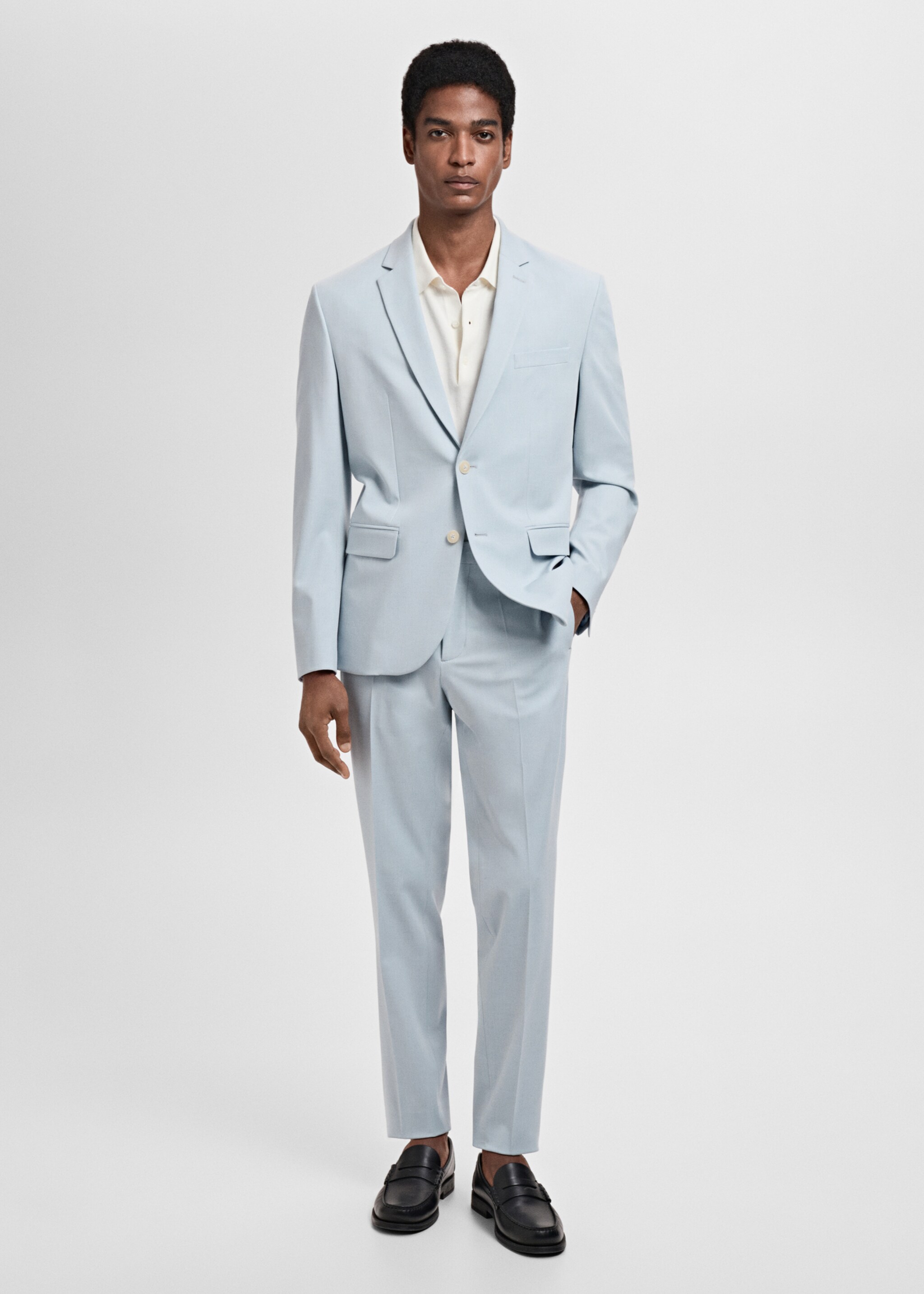 Super Slim Fit-Anzugsakko aus Stretchgewebe - Allgemeine Ansicht, Himmelblau. Ref: 87025933-00.