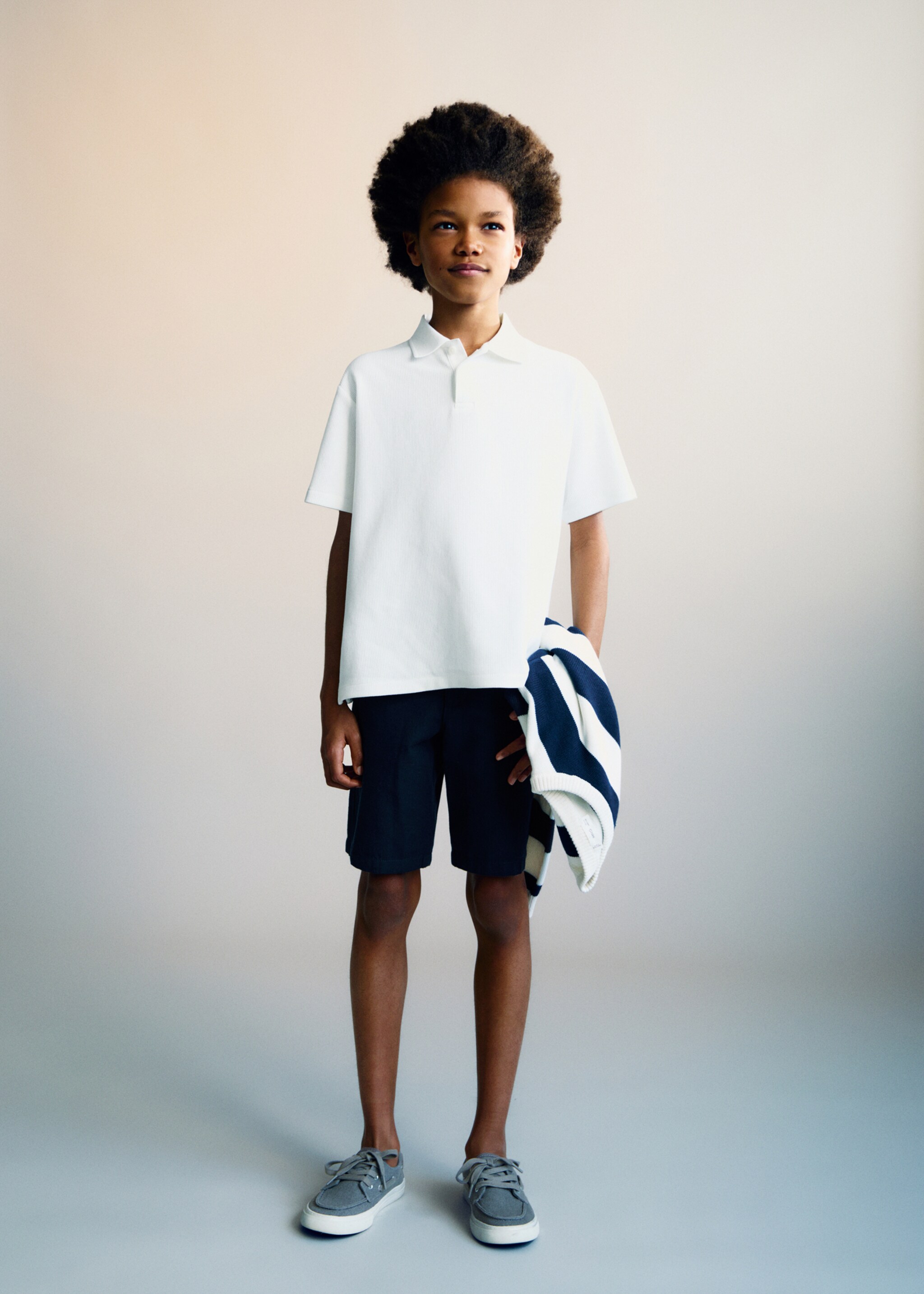 Ribbed cotton polo shirt - General plane, Off White. Ref: 87025950-00.