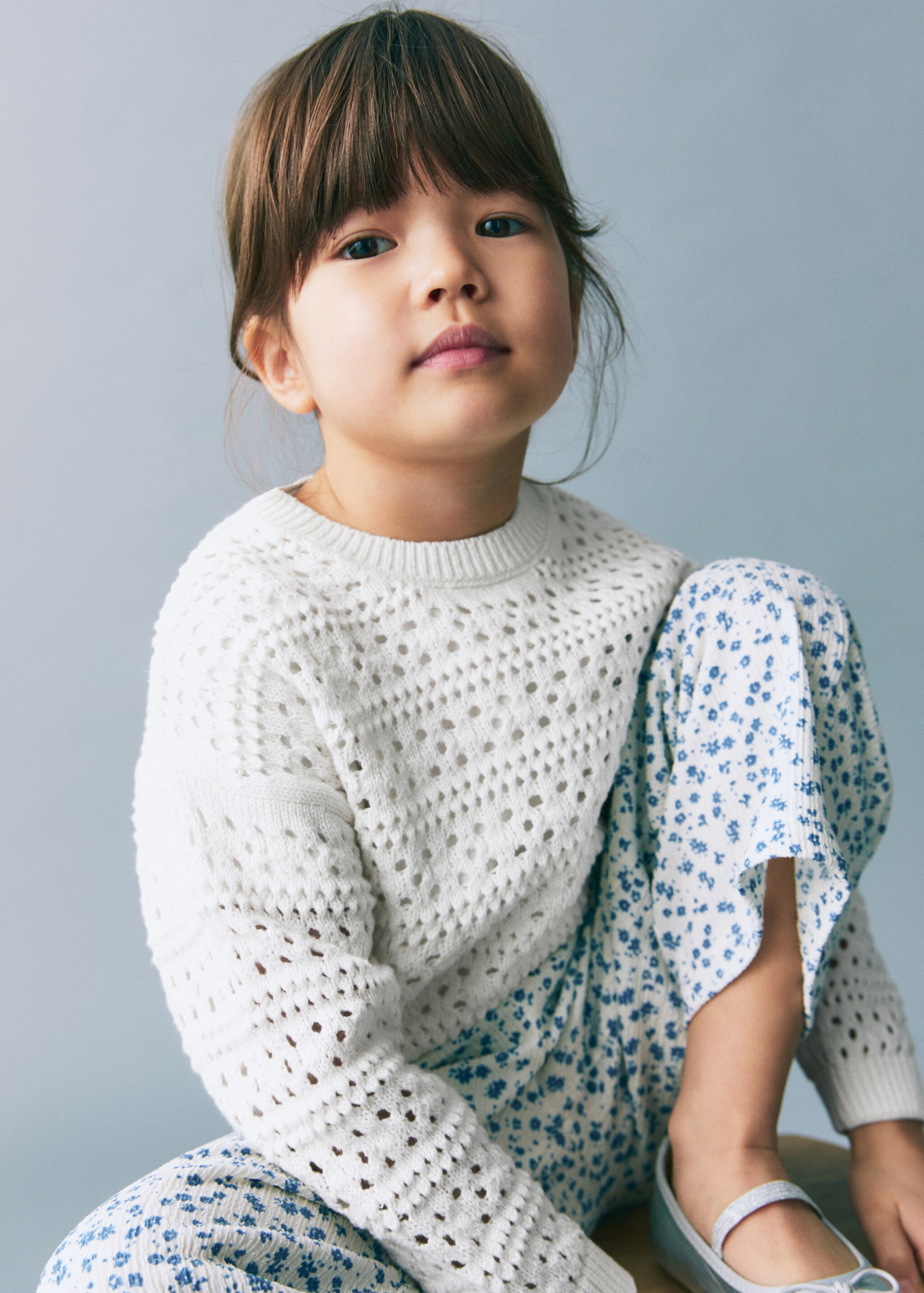 Openwork cotton sweater - General plane, White. Ref: 87025952-00.