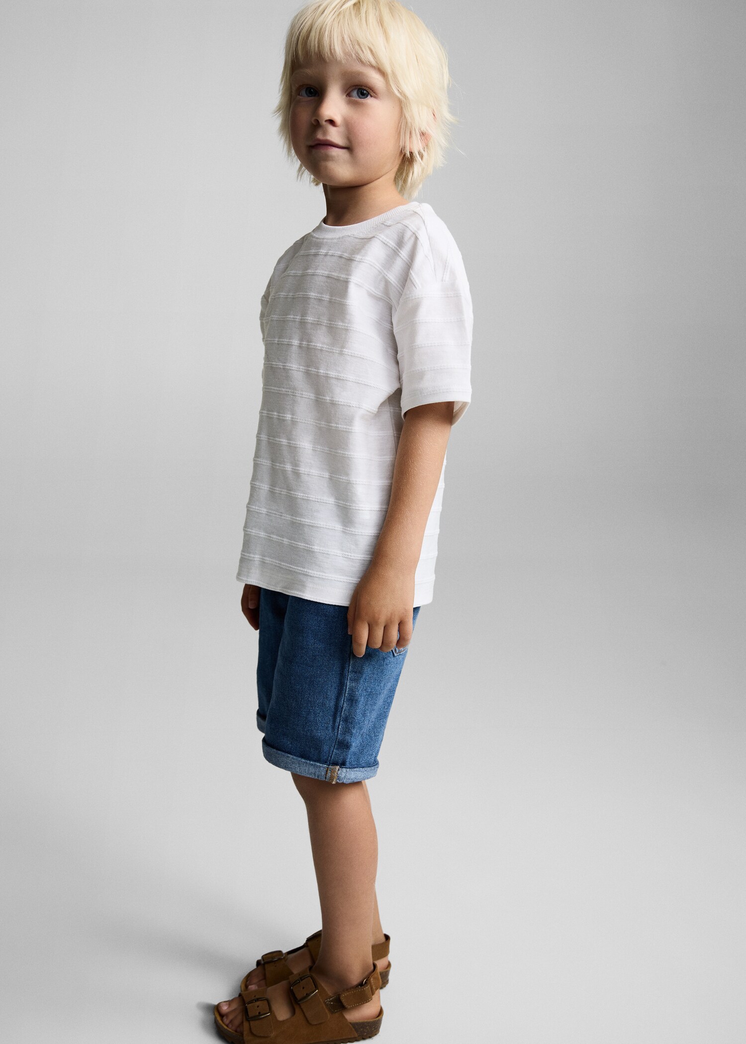 T-Shirt Baumwolle Streifen Relief - Allgemeine Ansicht