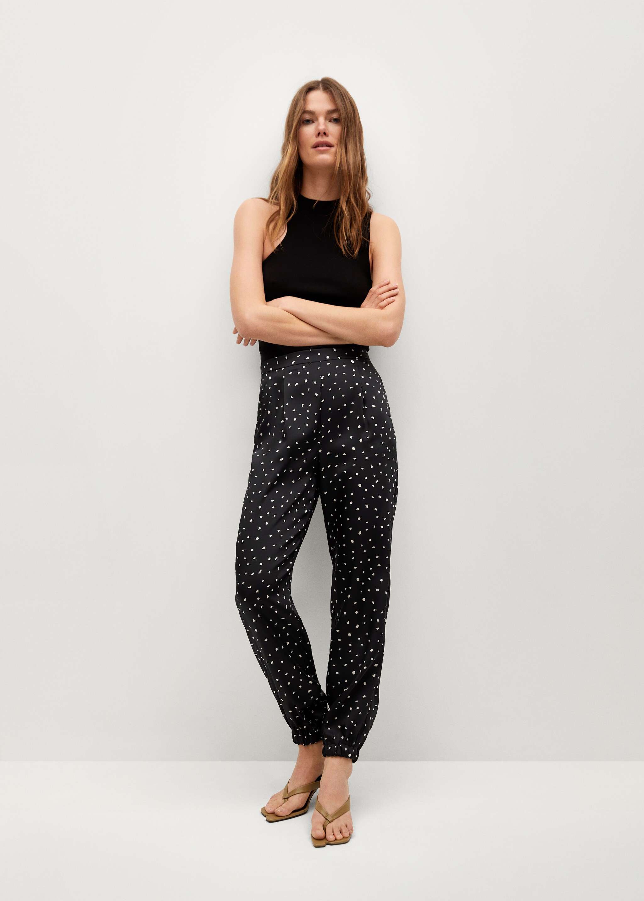 Satin-finish trousers with pleat detail  - General plane