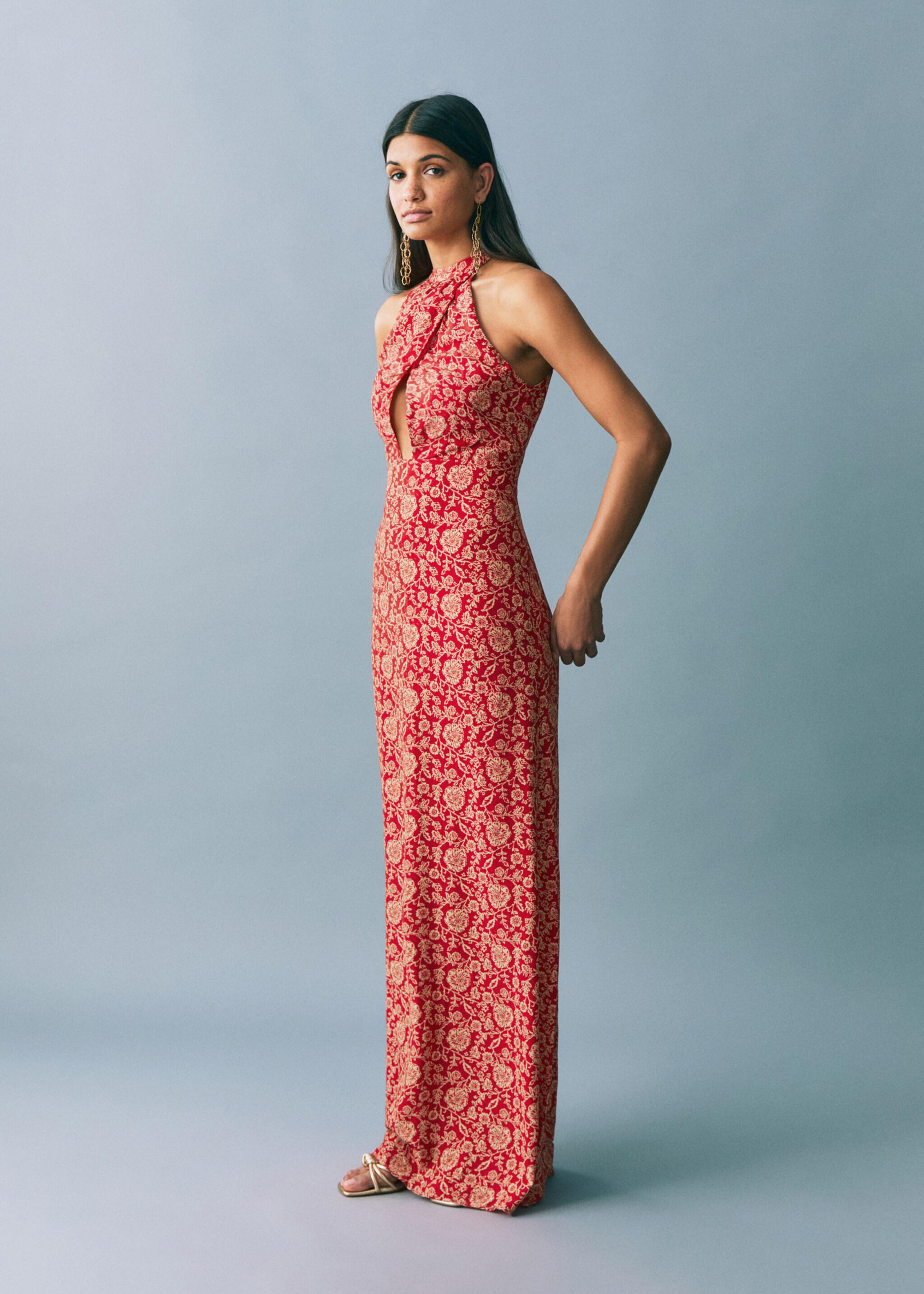 Kleid mit Halfterkragen - Allgemeine Ansicht, Bräunliches Orange. Ref: 87026371-00.