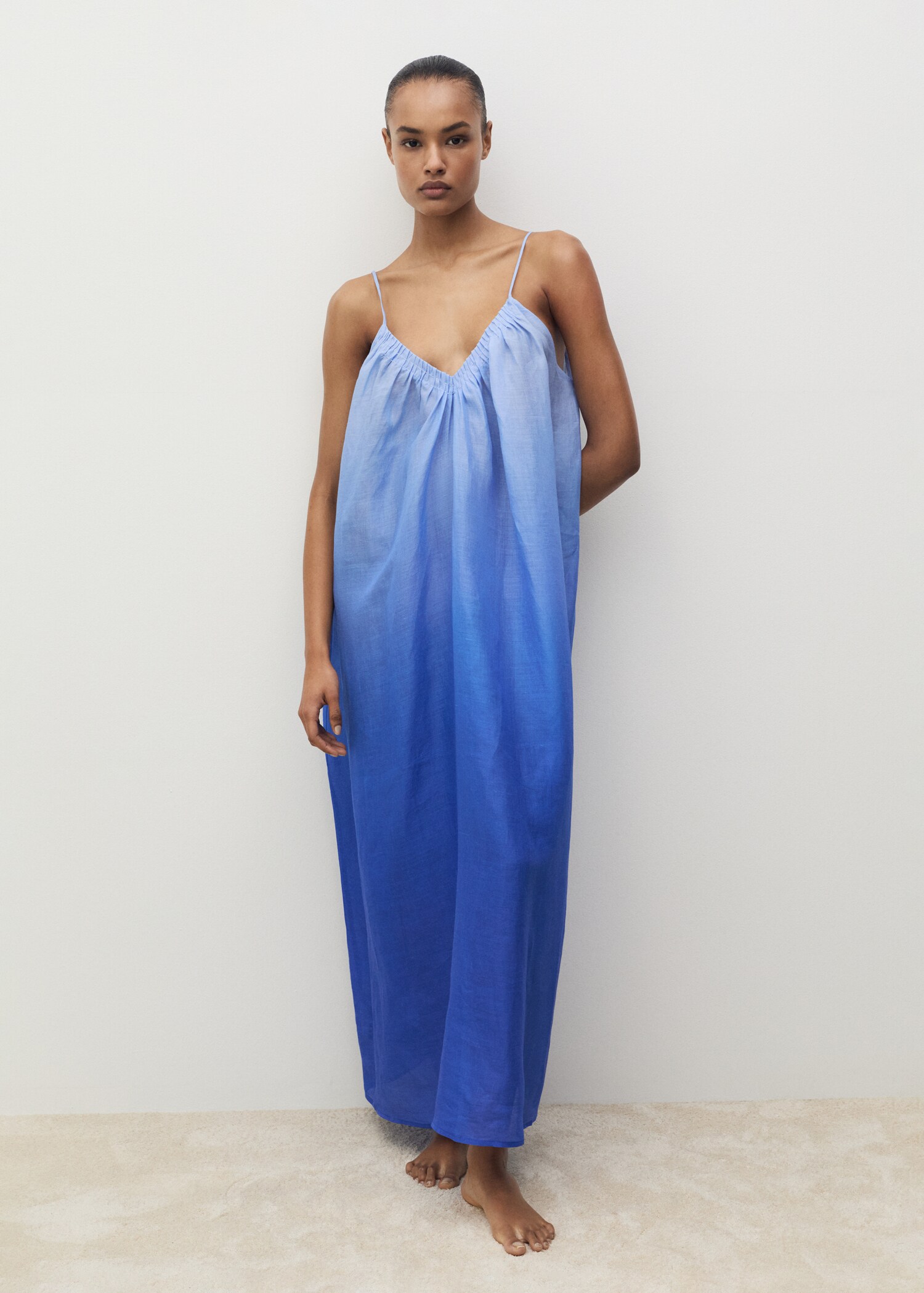 Chemise de nuit en ramie effet dégradé - Plan général