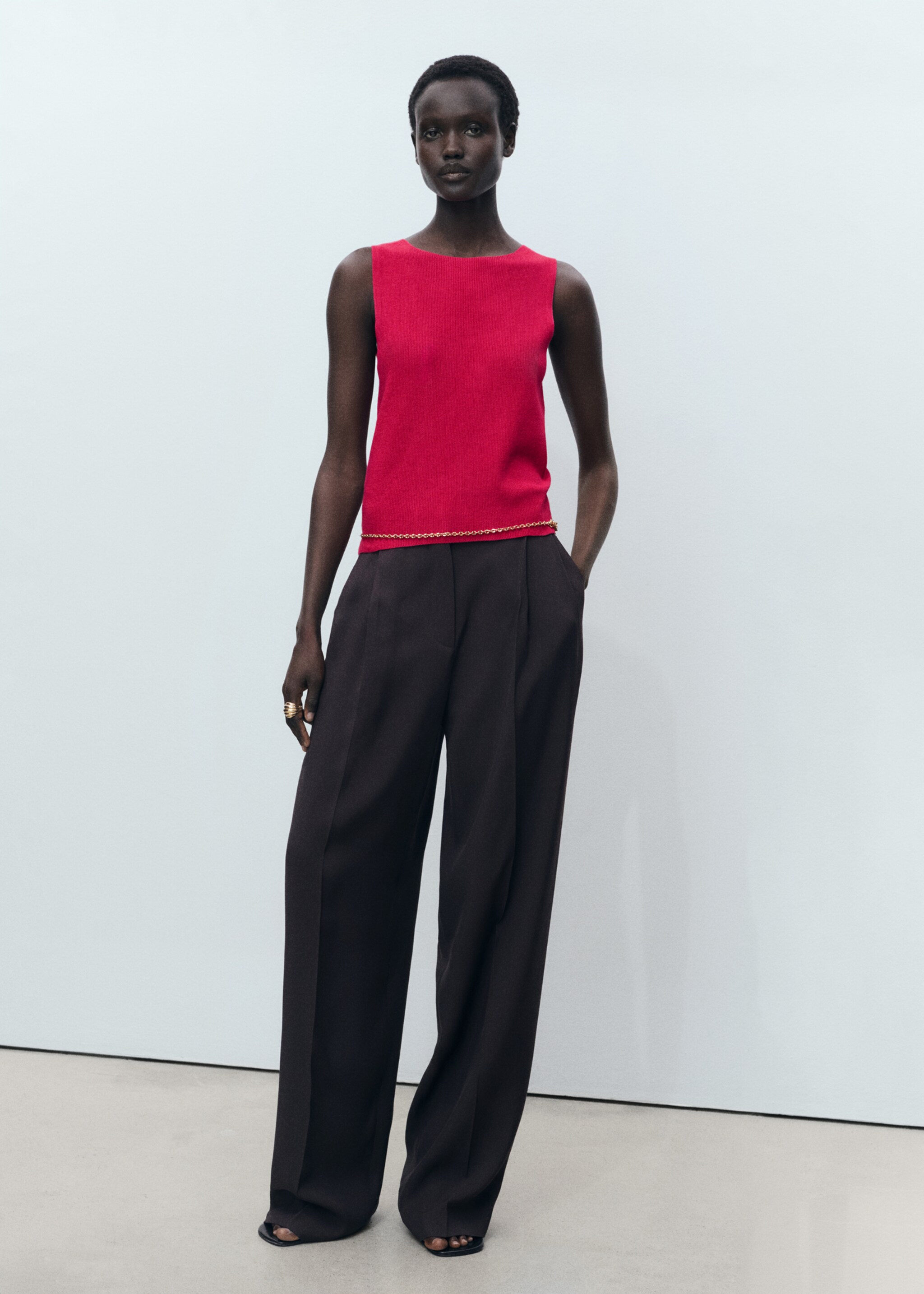 Geripptes Feinstrick-Top - Allgemeine Ansicht, Fuchsia. Ref: 87027191-00.