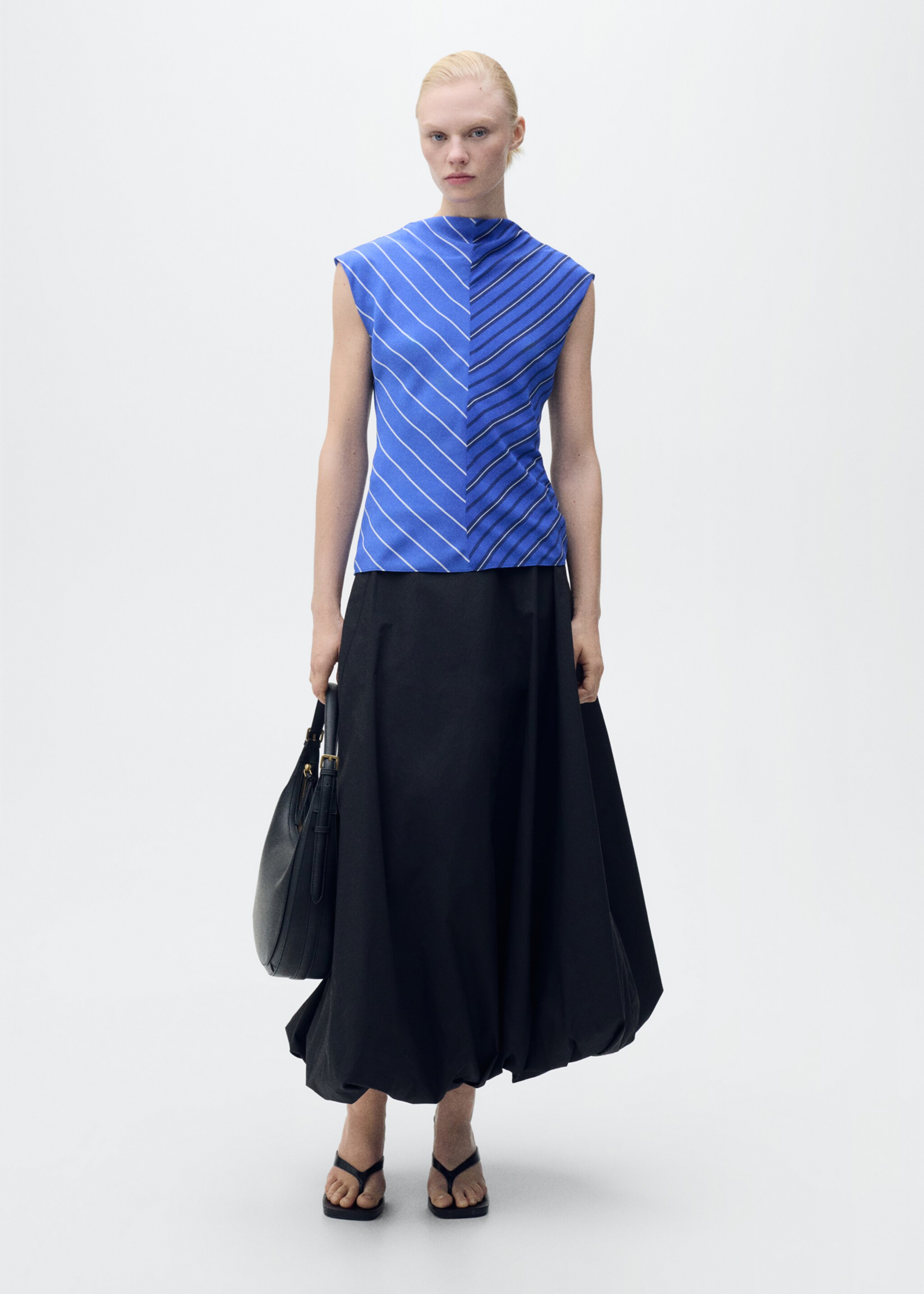 Chemisier rayures combinées - Plan général, Bleu. Ref: 87027195-00.