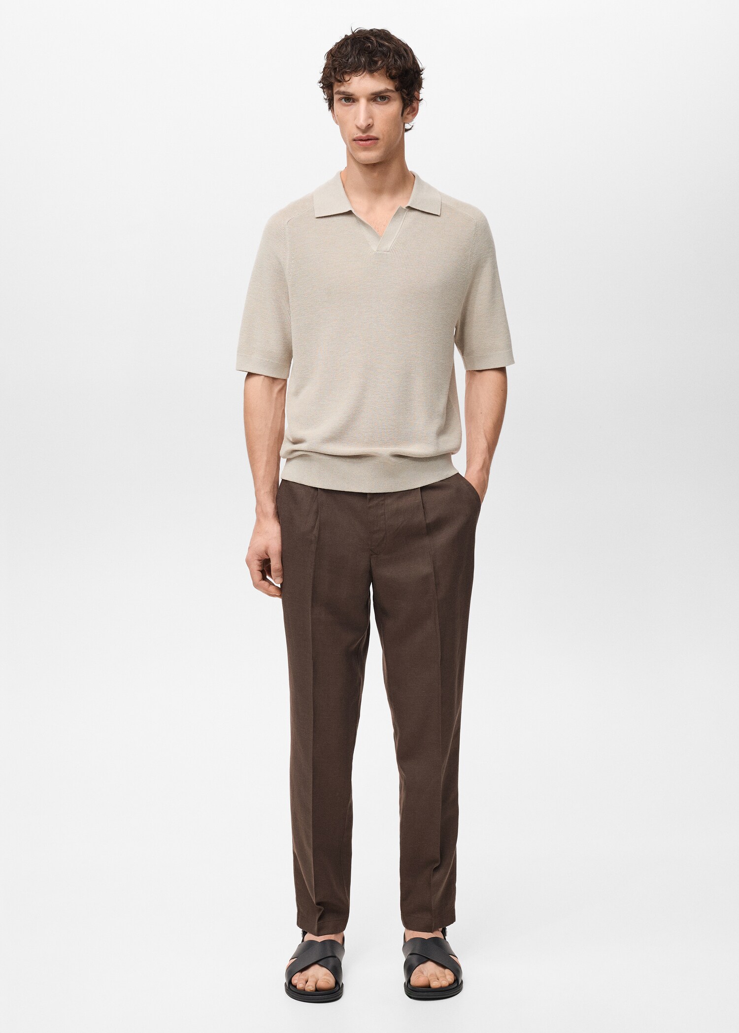 Slim fit linen trousers - General plane
