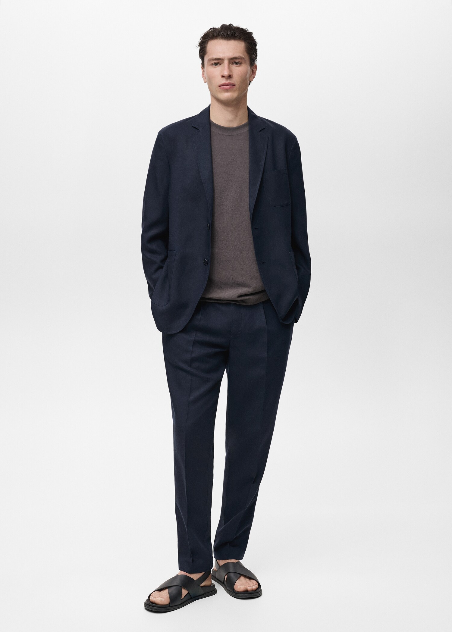 Slim fit linen trousers - General plane