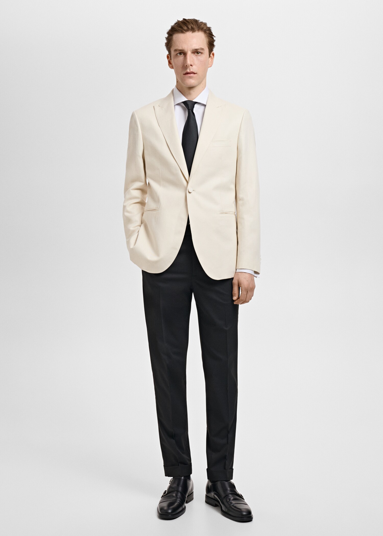 Slim-fit linen suit jacket - General plane