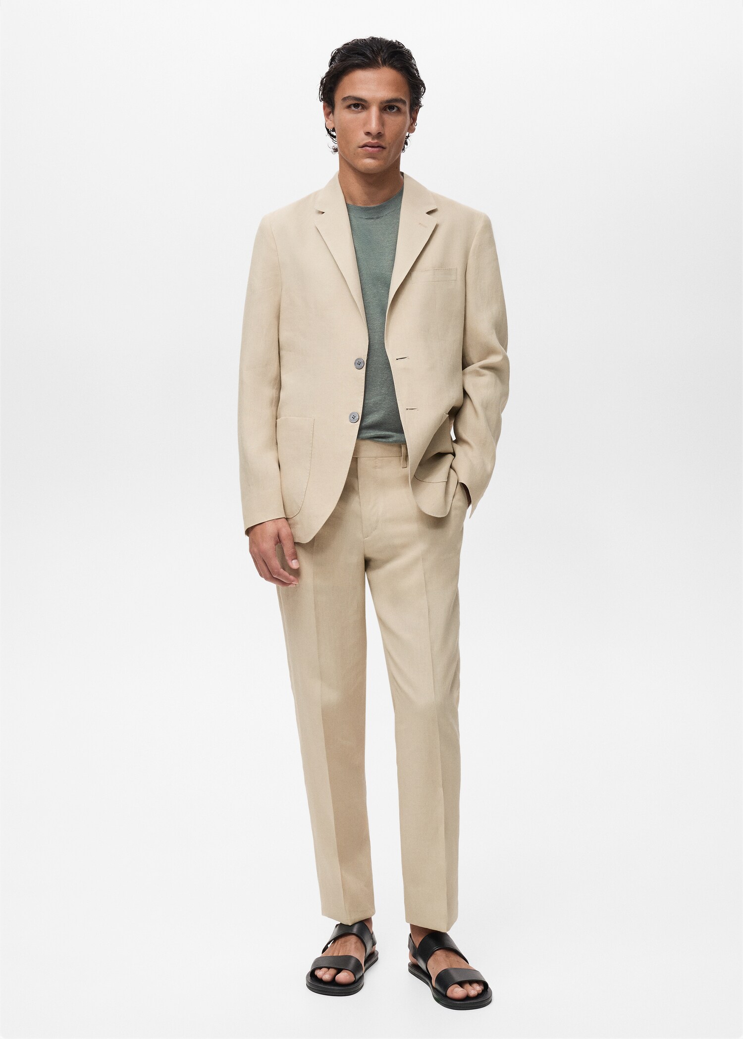 Veste 100 % lin poches plaquées - Plan général