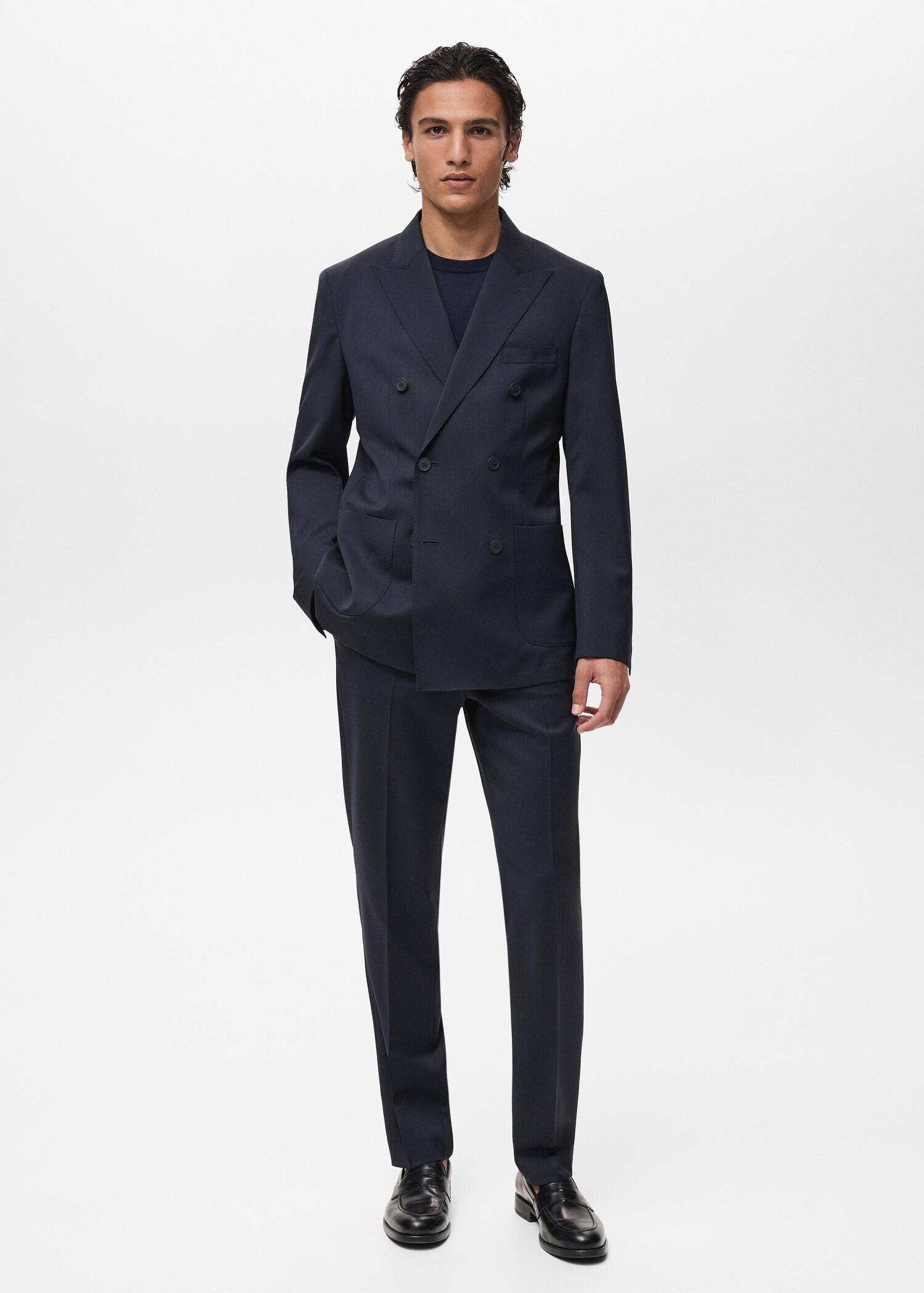 100% cold wool double-breasted suit jacket - General plane