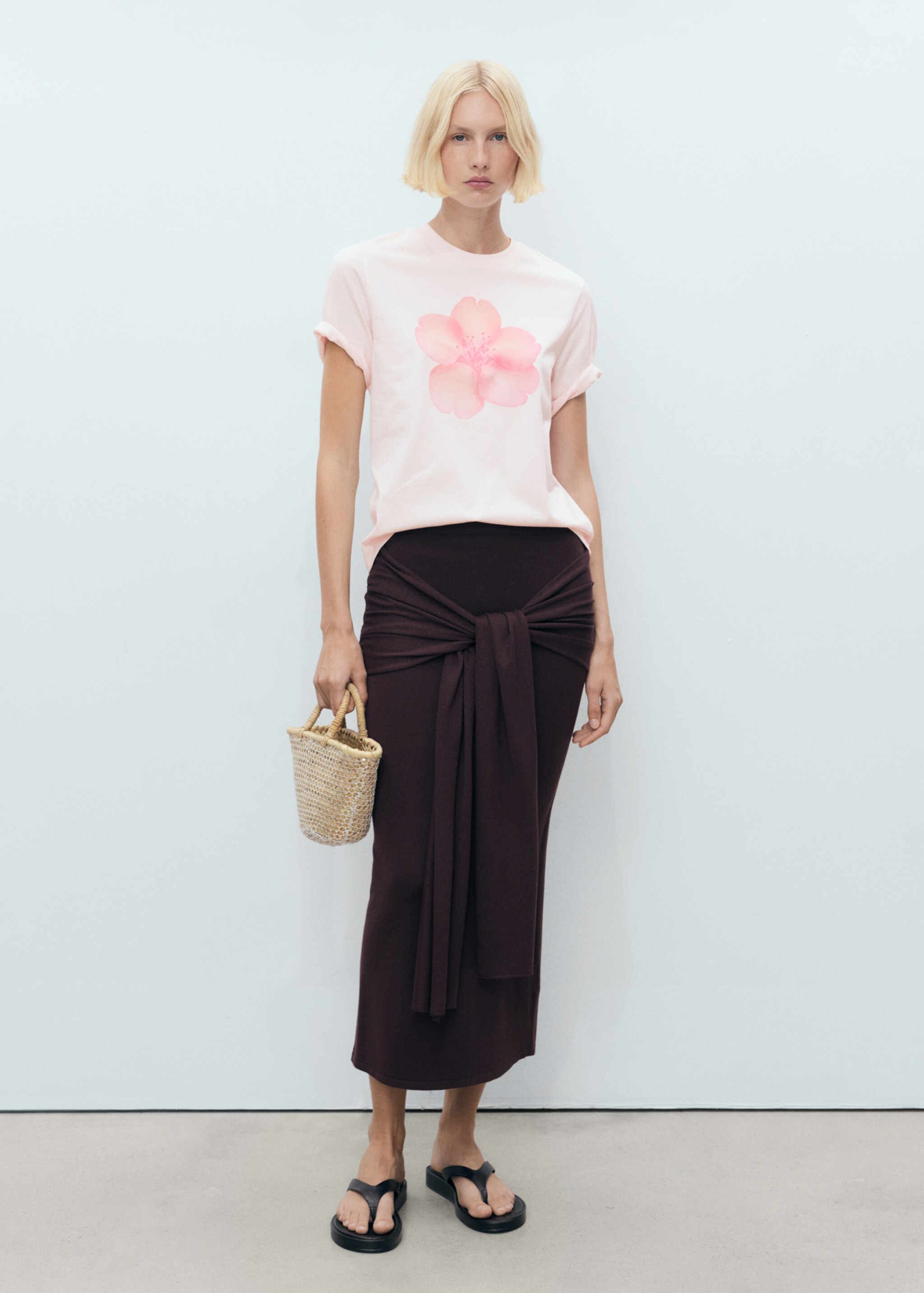 Floral print T-shirt - General plane, Pale Pink. Ref: 87028652-00.