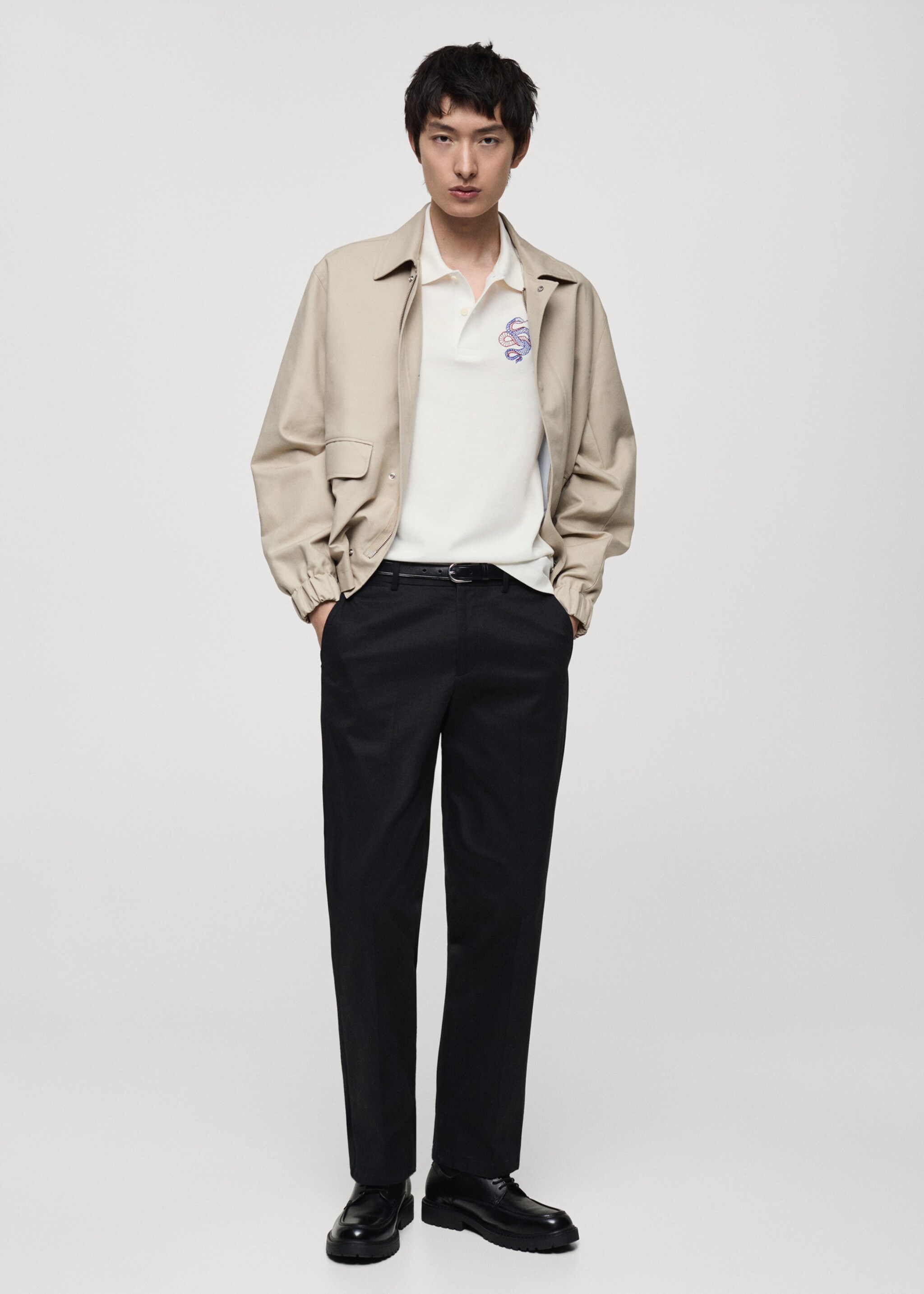 100% cotton polo shirt with embroidered graphic on the chest - General plane, White. Ref: 87030251-00.