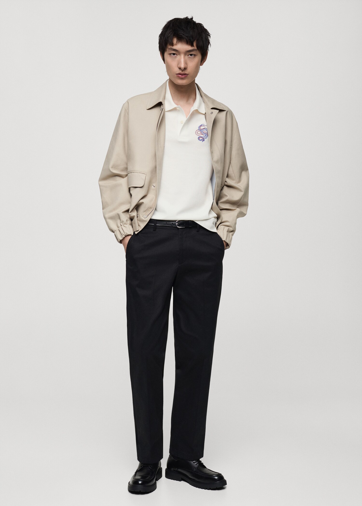 100% cotton polo shirt with embroidered graphic on the chest - General plane