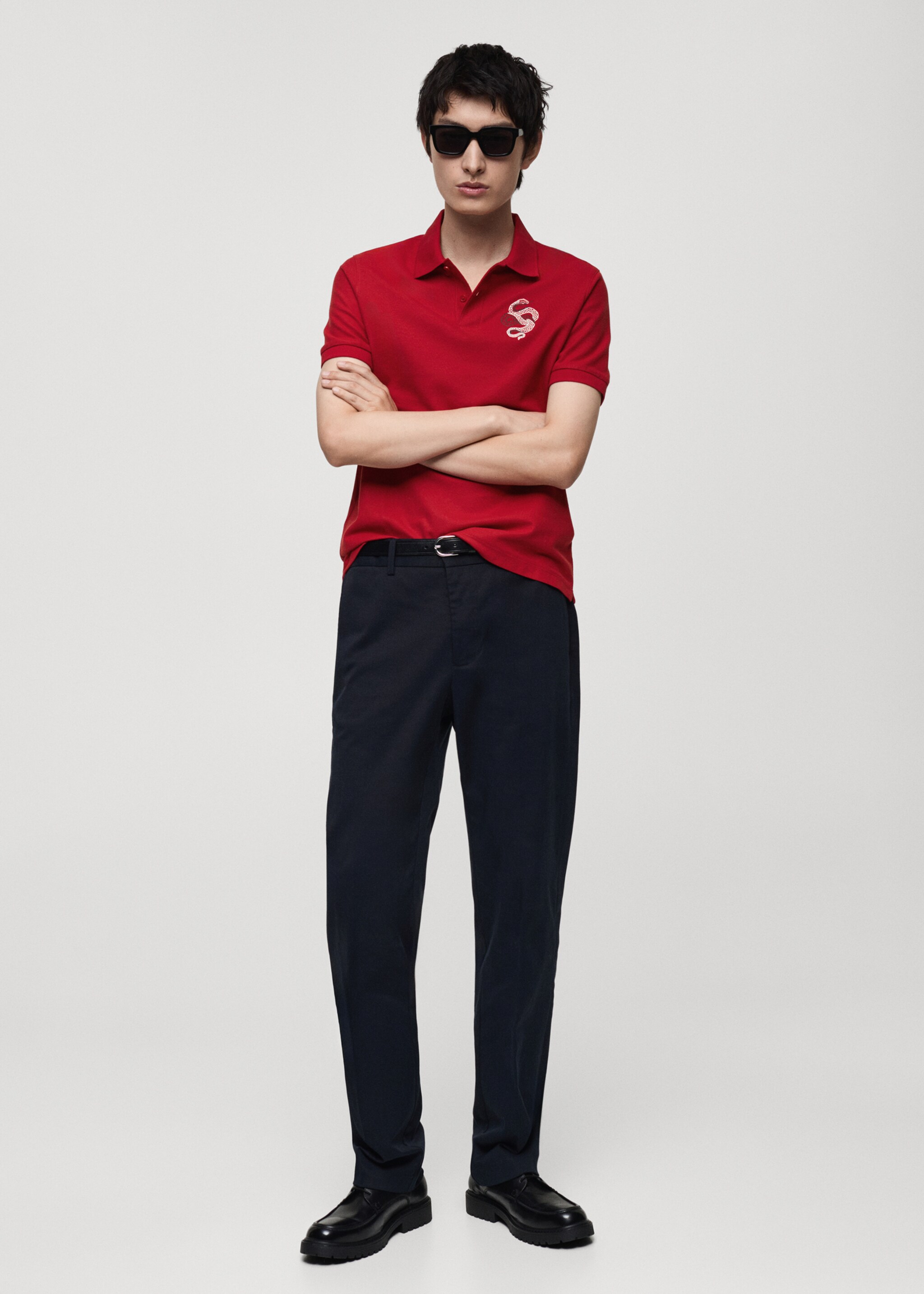 100% cotton polo shirt with embroidered graphic on the chest - General plane, Red. Ref: 87030251-00.