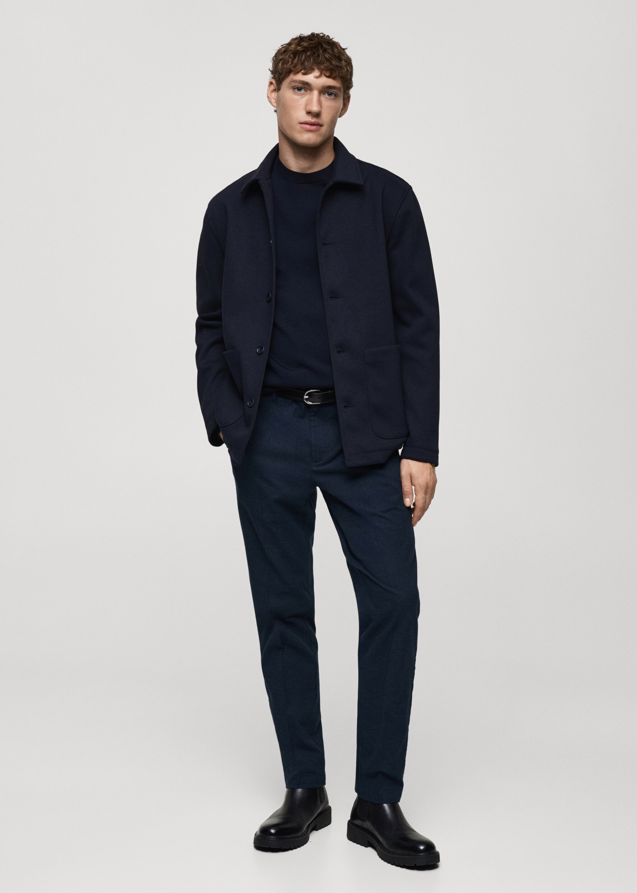 Micro-houndstooth flannel pants - General plane, Indigo Blue. Ref: 87030254-00.