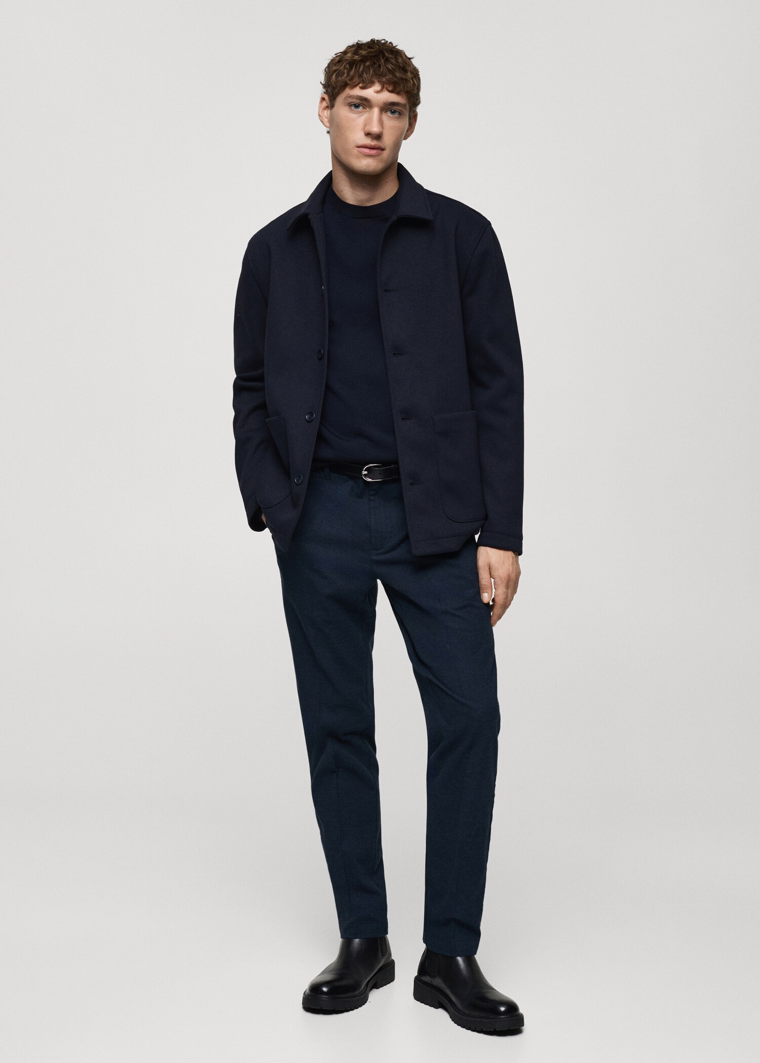 Flanellhose mit Mikro-Fischgrätmuster - Allgemeine Ansicht