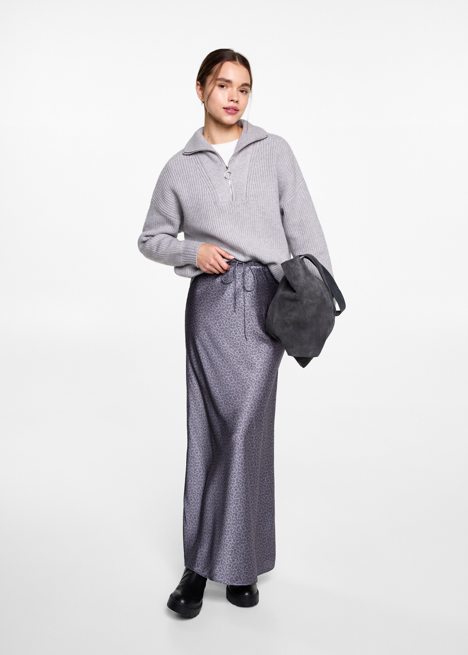 Printed satin skirt - General plane