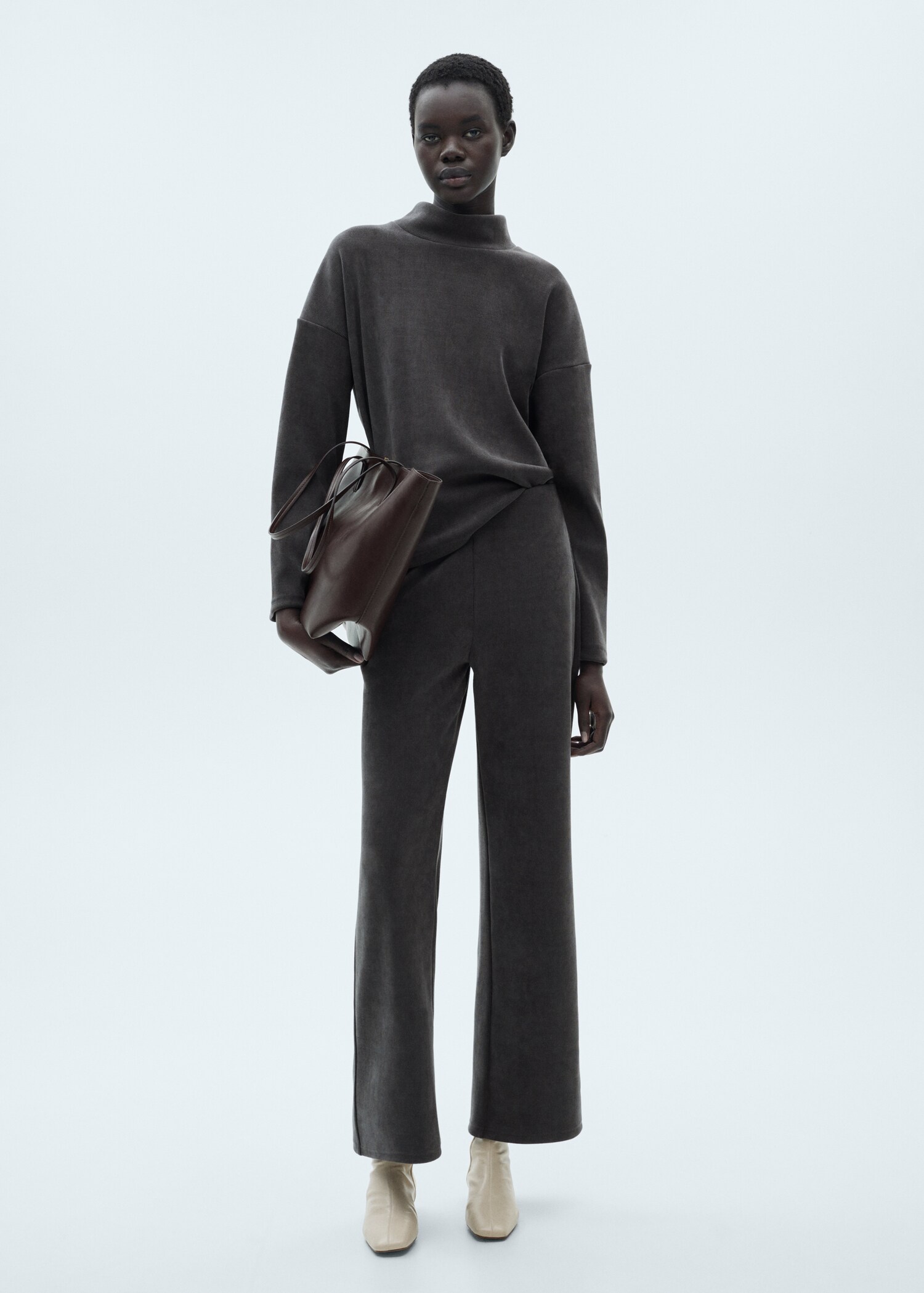 Corduroy sweatshirt with perkins neck - General plane