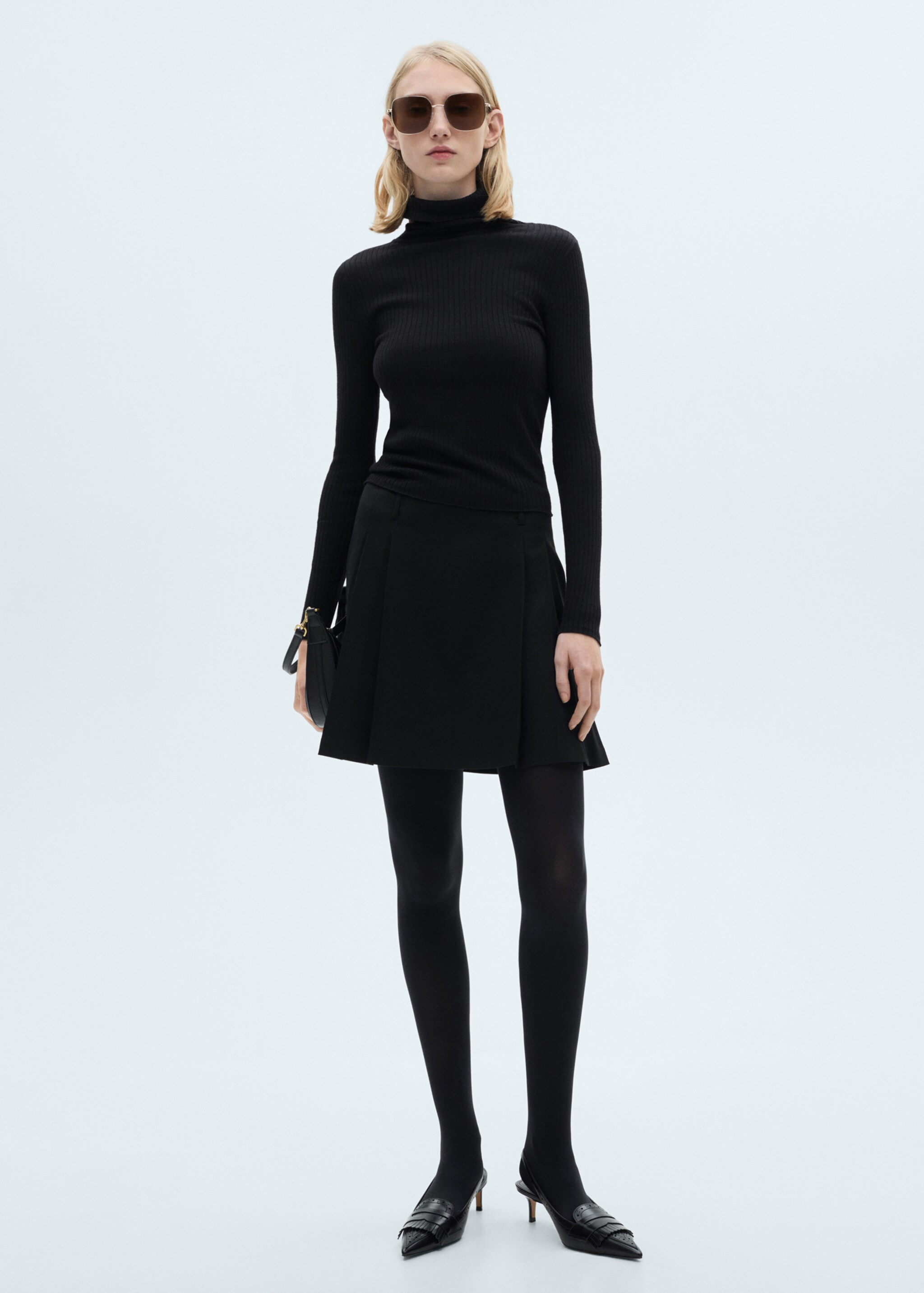Wool blend turtleneck sweater - General plane, Black. Ref: 87030441-00.