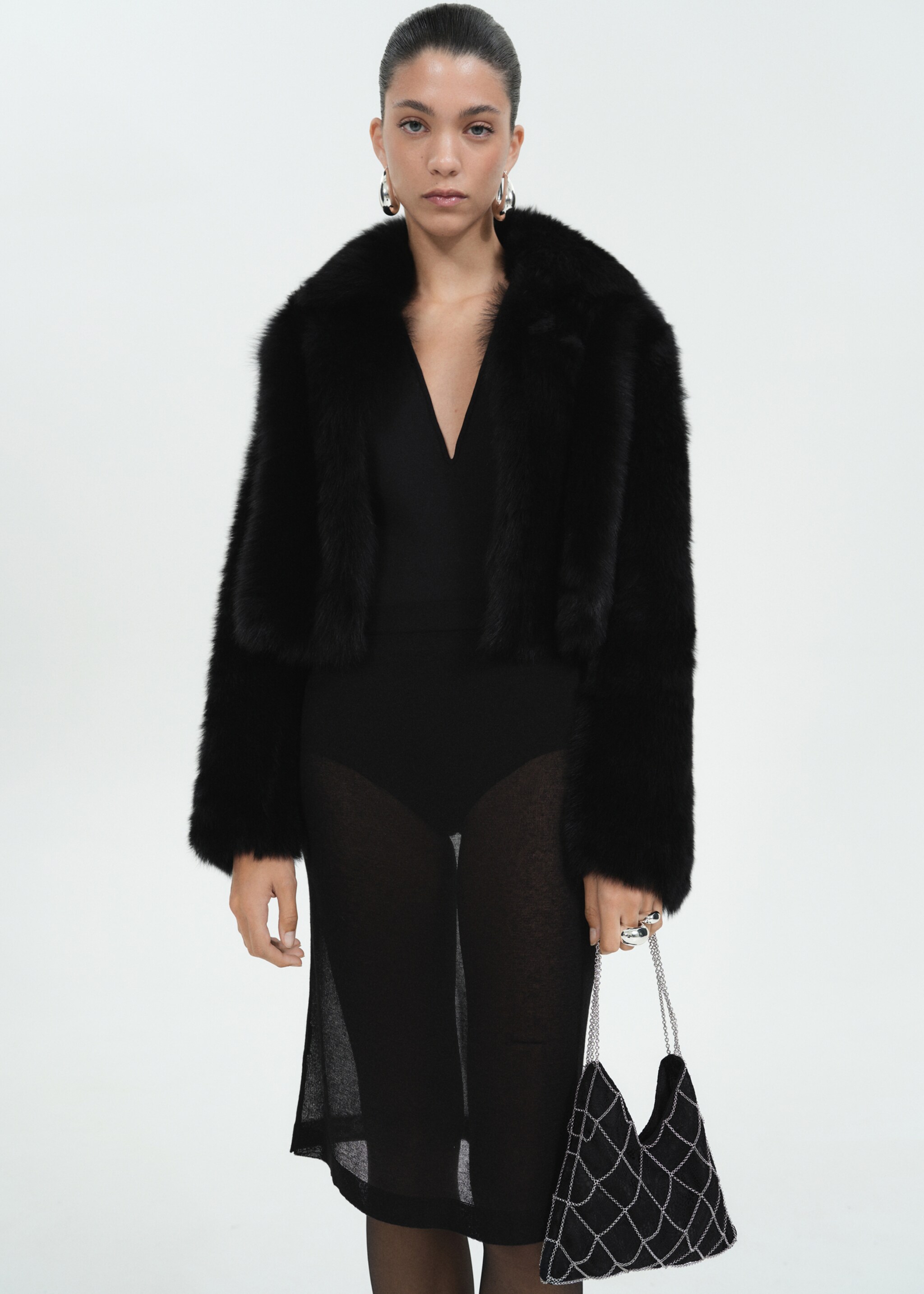 Guipure mesh chain bag - General plane, Black. Ref: 87030450-00.