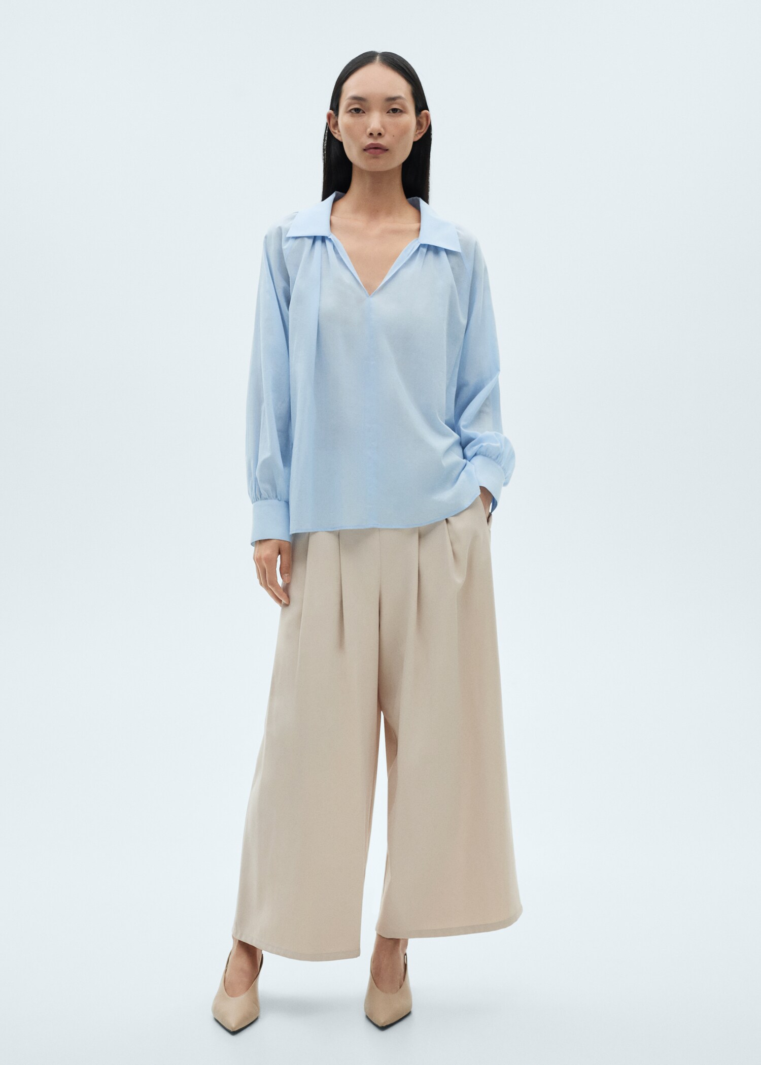 Puffed sleeves cotton blouse - General plane