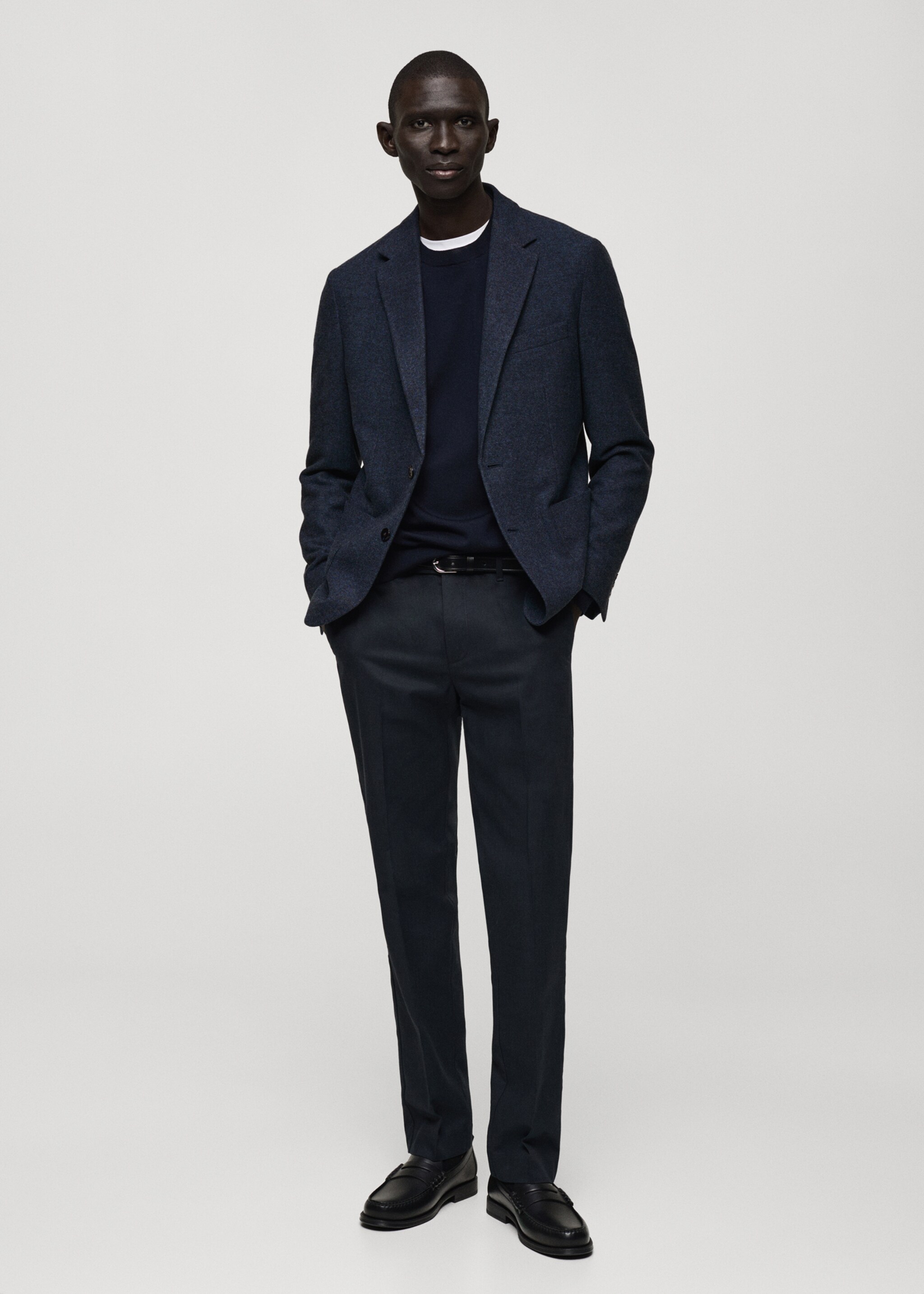 Slim-Fit-Blazer aus Wollgemisch - Allgemeine Ansicht, Blau. Ref: 87030632-00.