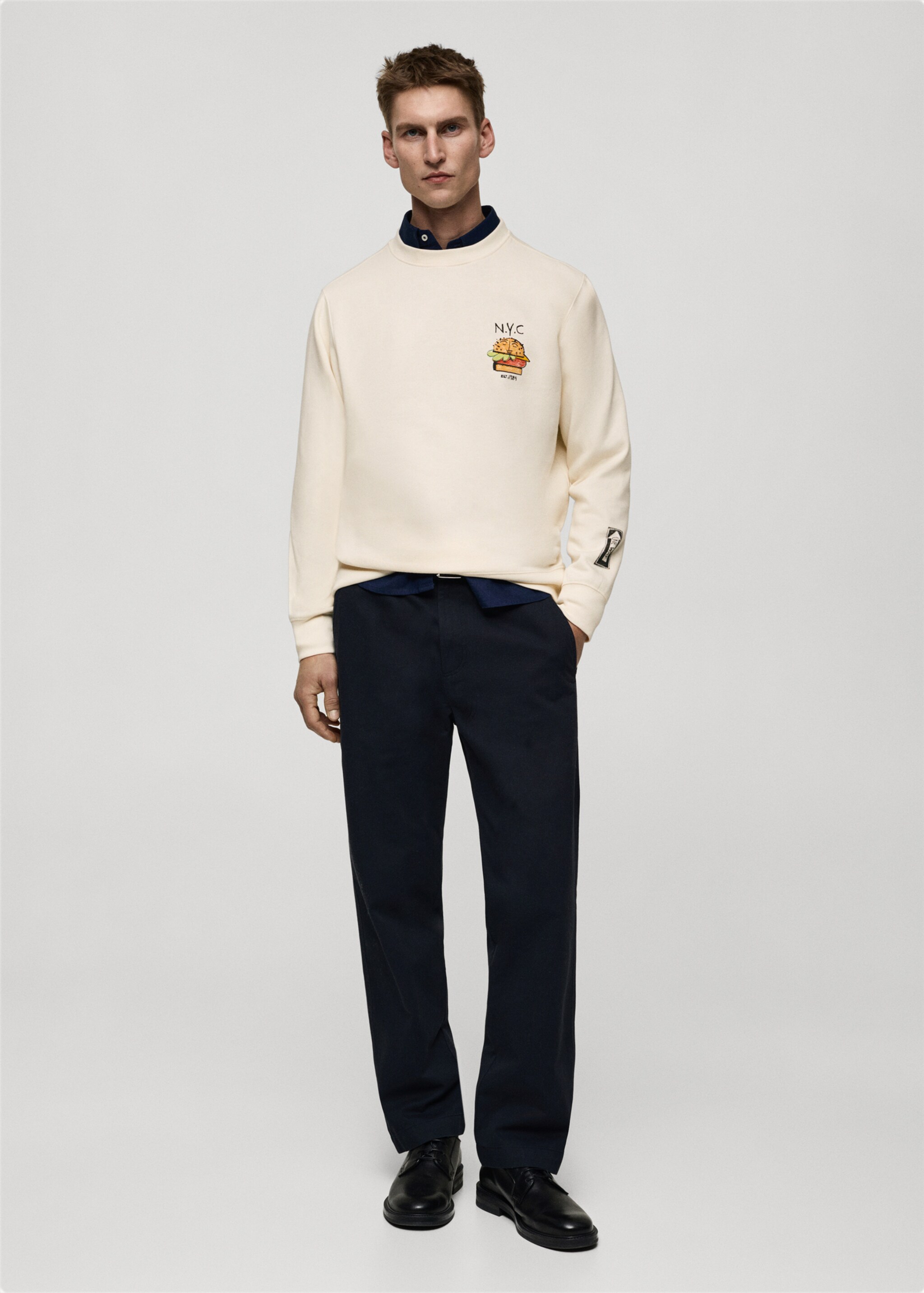 Graphic-print cotton sweatshirt - General plane, Ecru. Ref: 87030638-00.