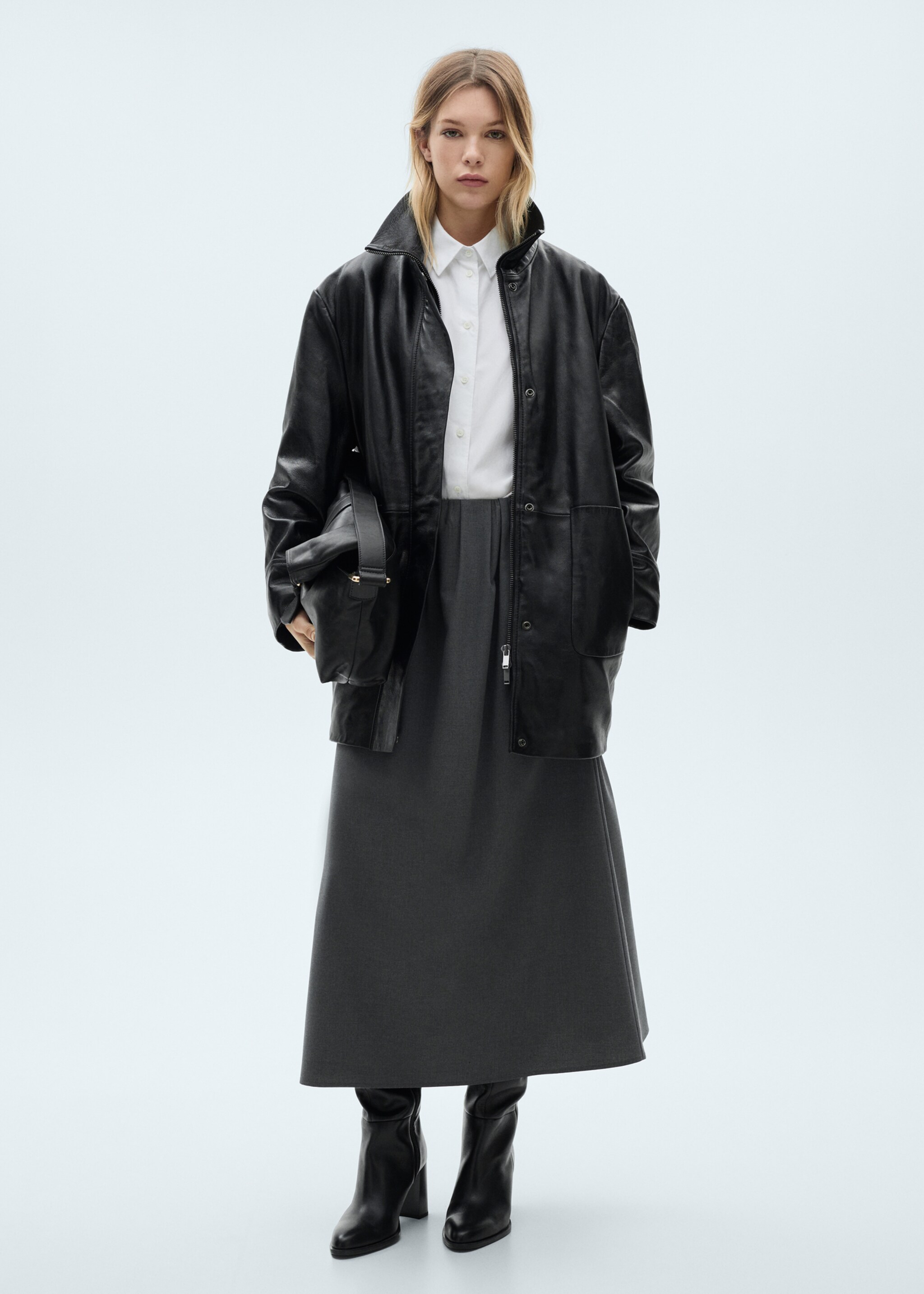 A-line pleated skirt - General plane, Grey. Ref: 87030654-00.