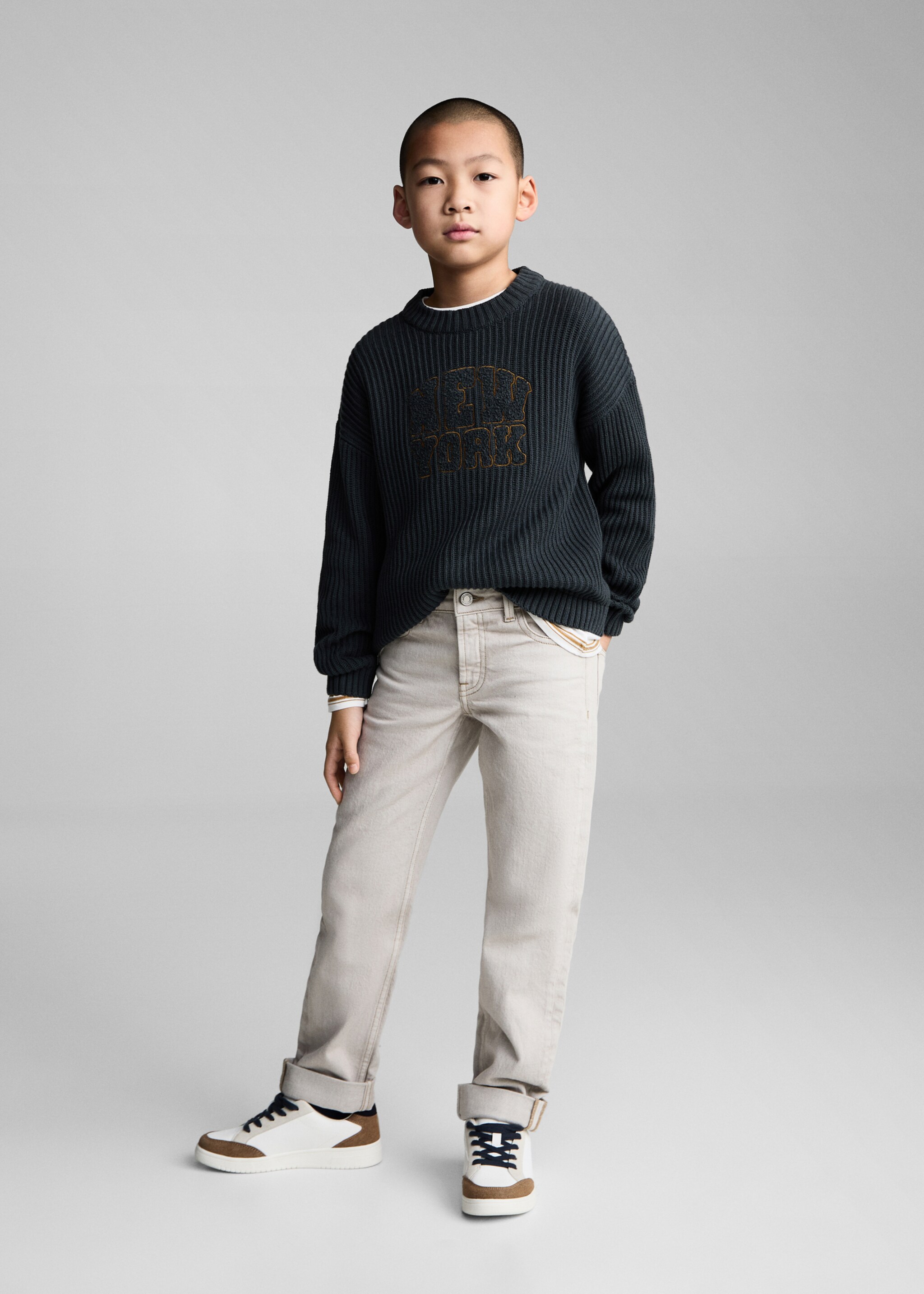 Message knitted sweater - General plane, Petrol Blue. Ref: 87031053-00.