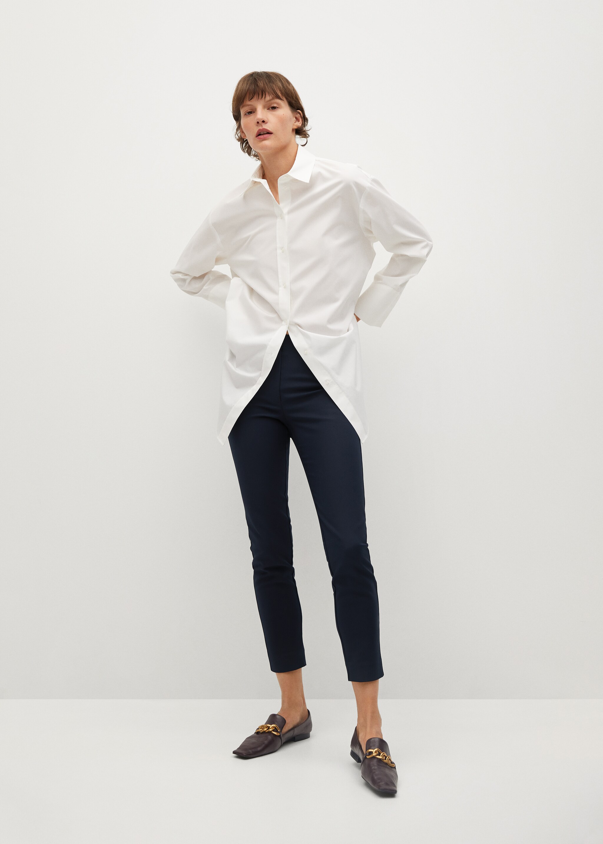 Cotton leggings with pleat detail - General plane