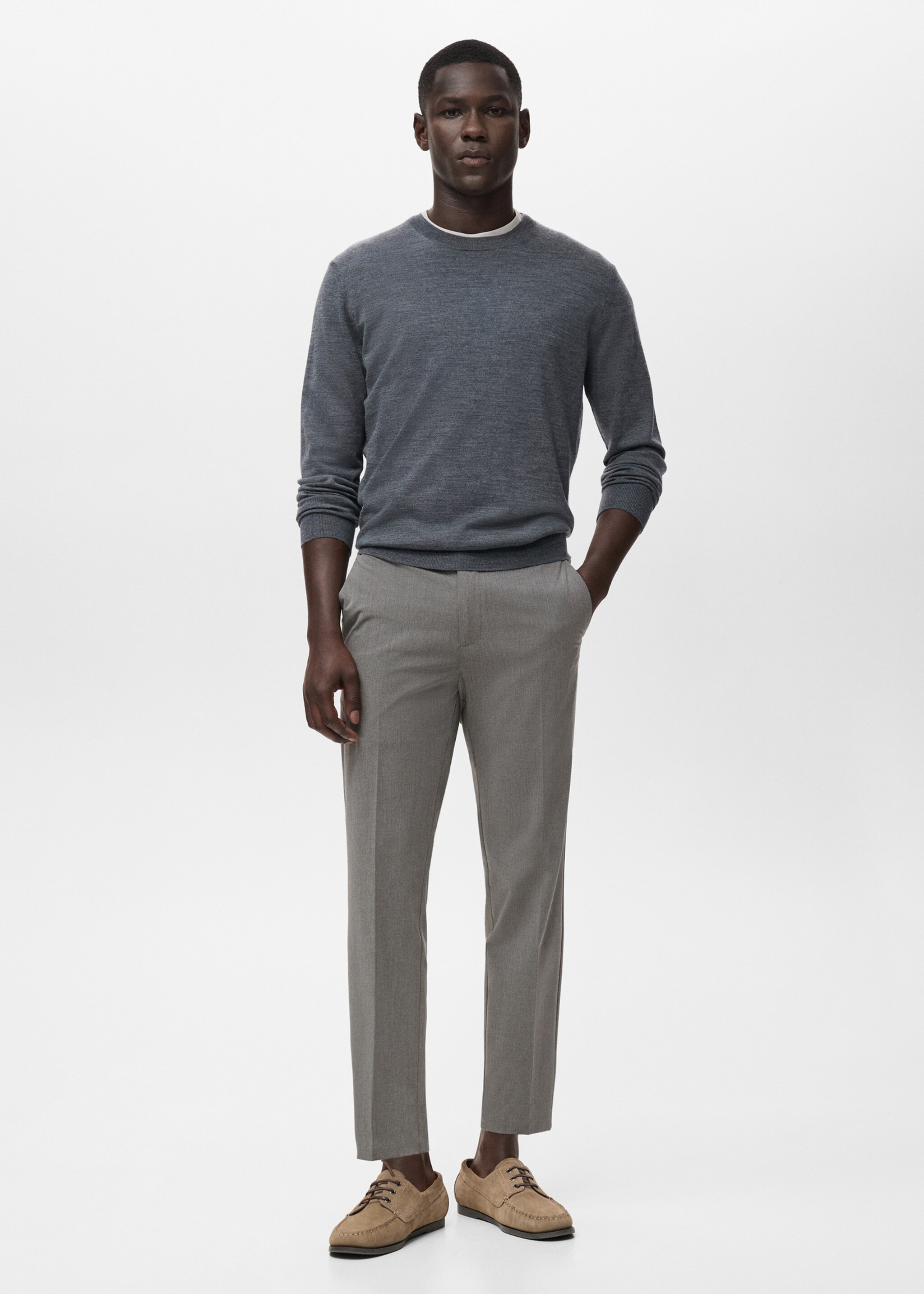 Pantalón Bologna slim cropped comfort stretch - Plano general, Gris medio vigoré. Ref: 87032889-00.