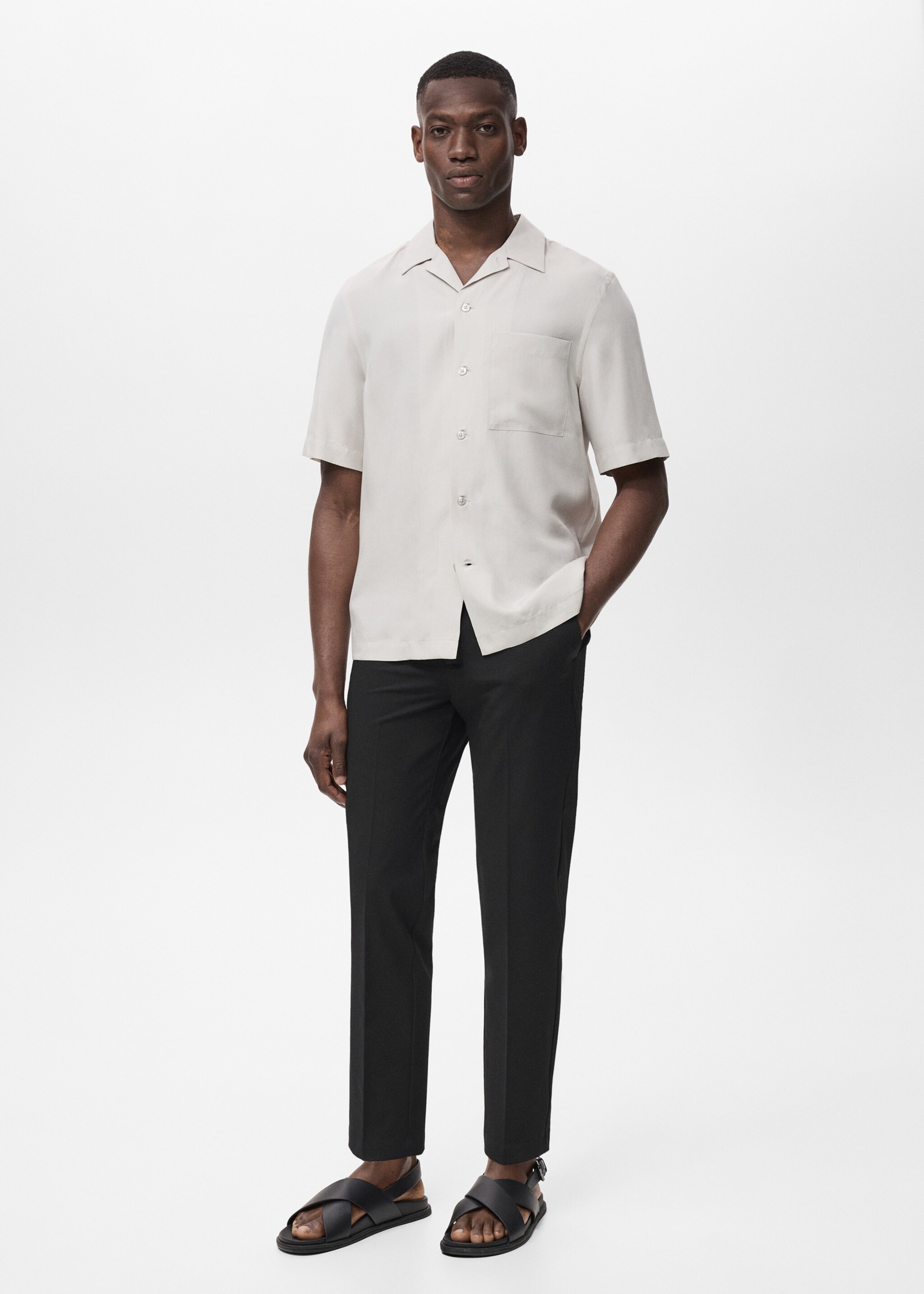 Bologna slim cropped comfort stretch trousers - General plane, Black. Ref: 87032889-00.