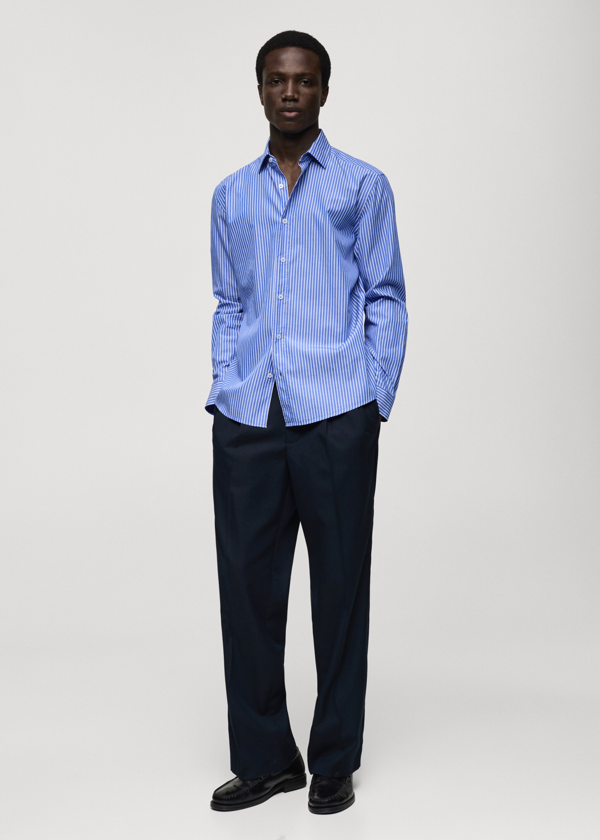 100% cotton regular-fit striped shirt - General plane, Sky Blue. Ref: 87032890-00.