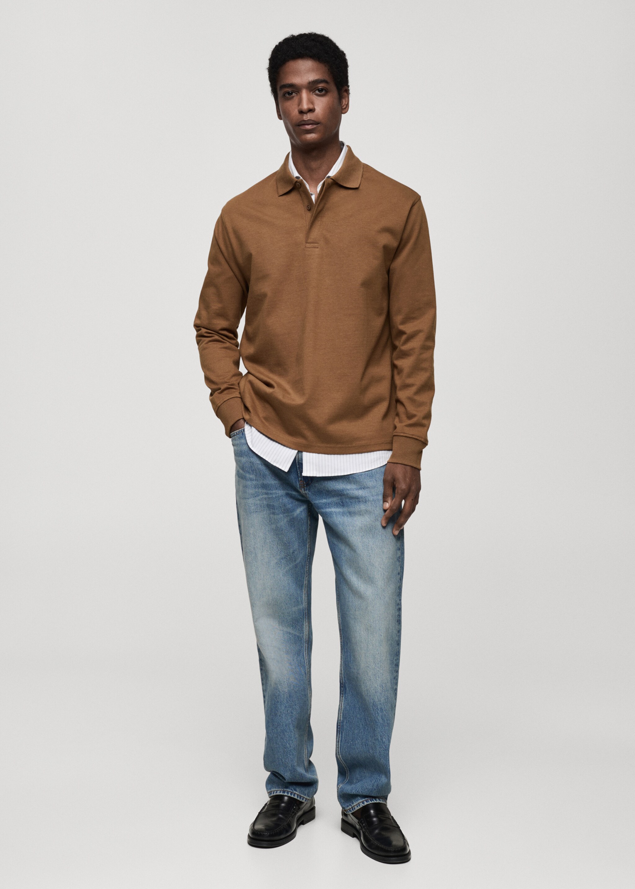 100% cotton polo sweatshirt - General plane, Medium Brown. Ref: 87032892-00.