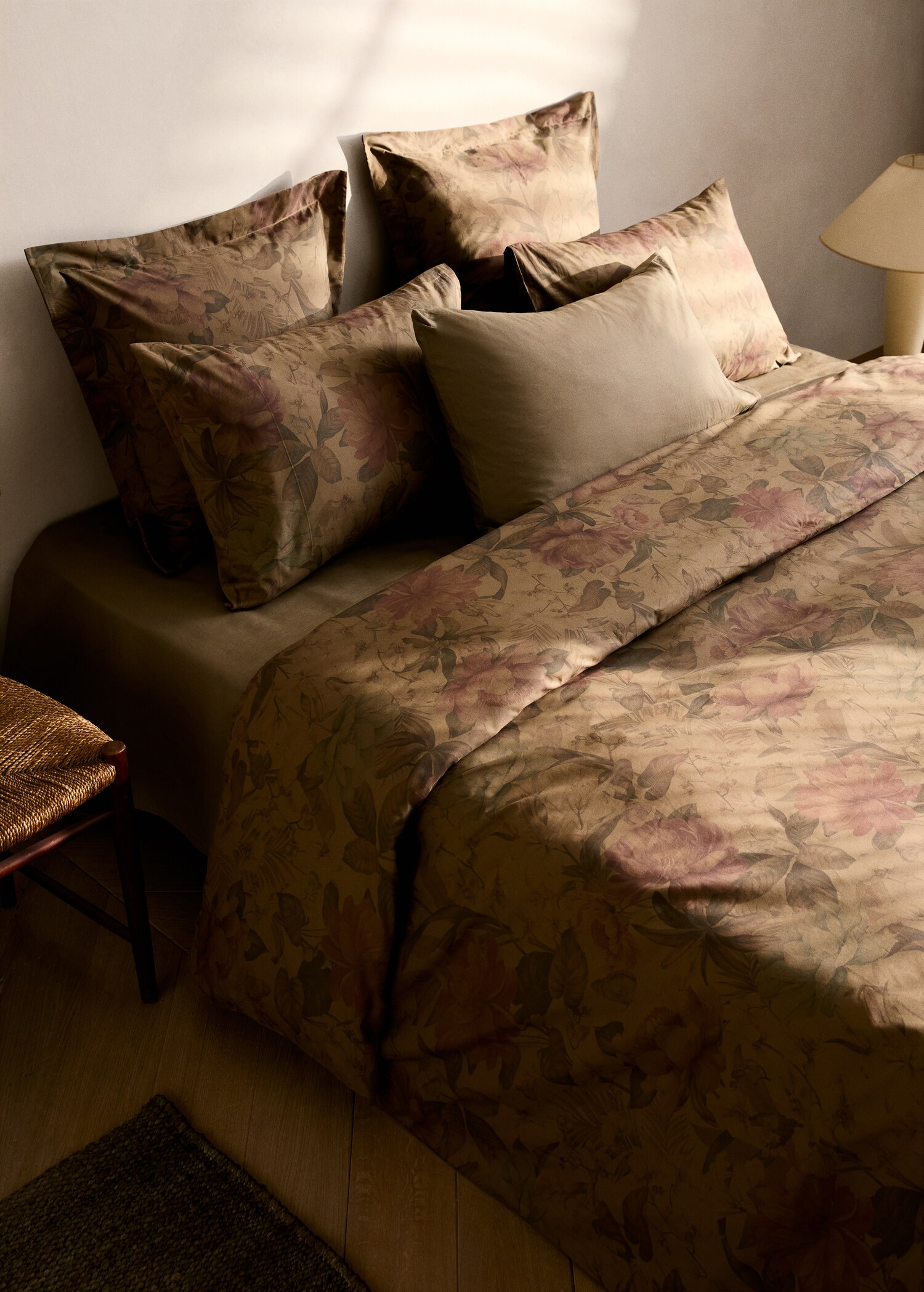 Bettbezug aus Baumwollperkal mit mehrfarbigem Blumenmuster für Bett 90 cm - Allgemeine Ansicht