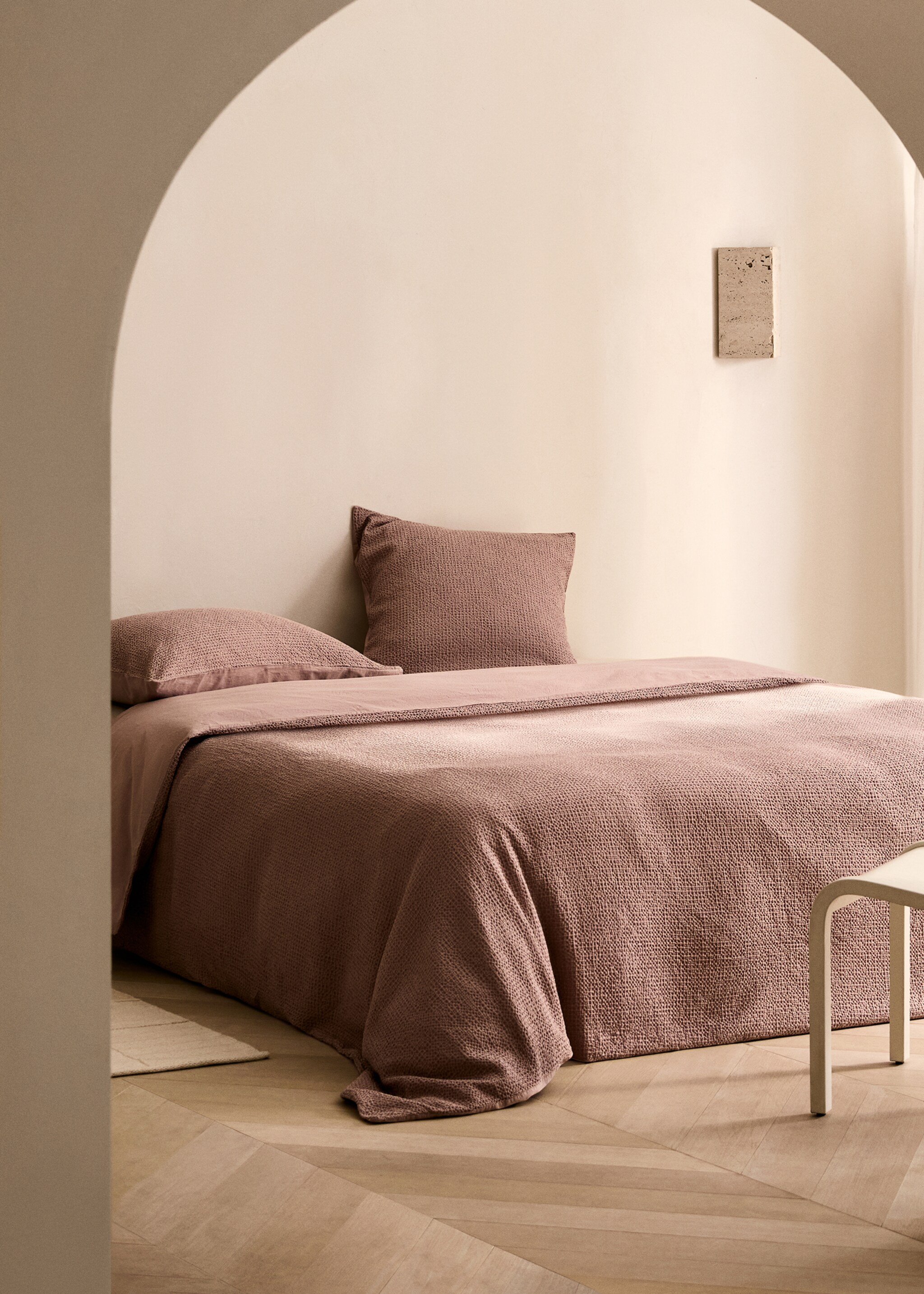 Funda nòrdica cotó percala waffle llit 150/160 cm - Pla general, Rosa. Ref: 87032927-00.