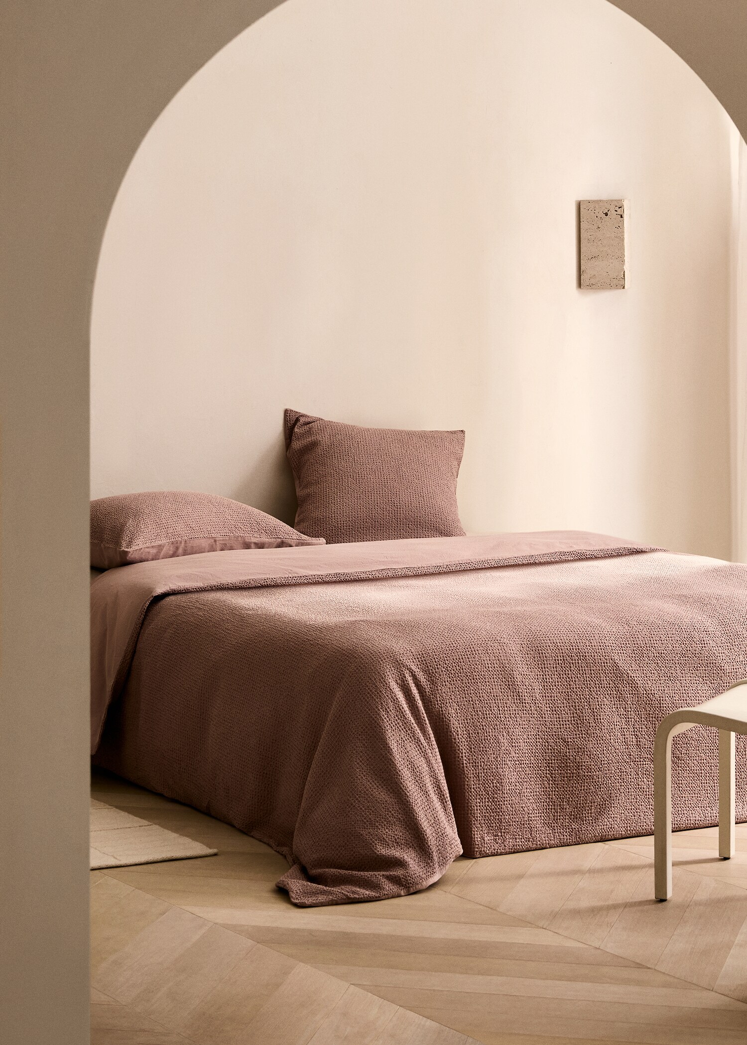 Funda nòrdica cotó percala waffle llit 150/160 cm - Pla general