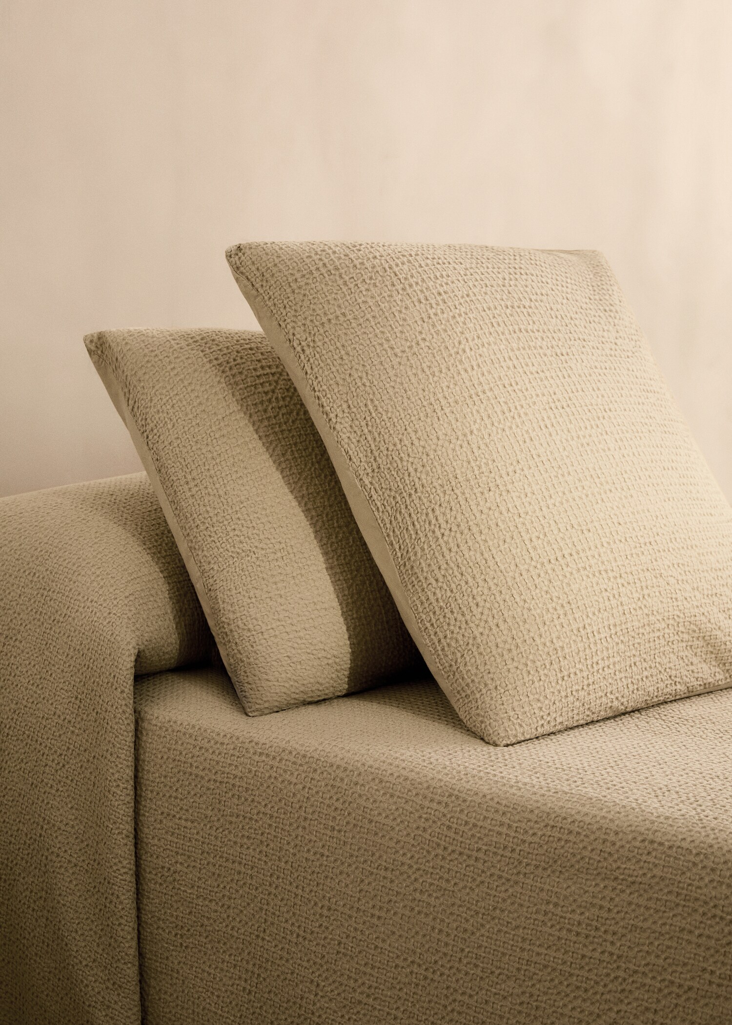 Dues fundes coixinera cotó percala waffle 50x75 cm - Pla general