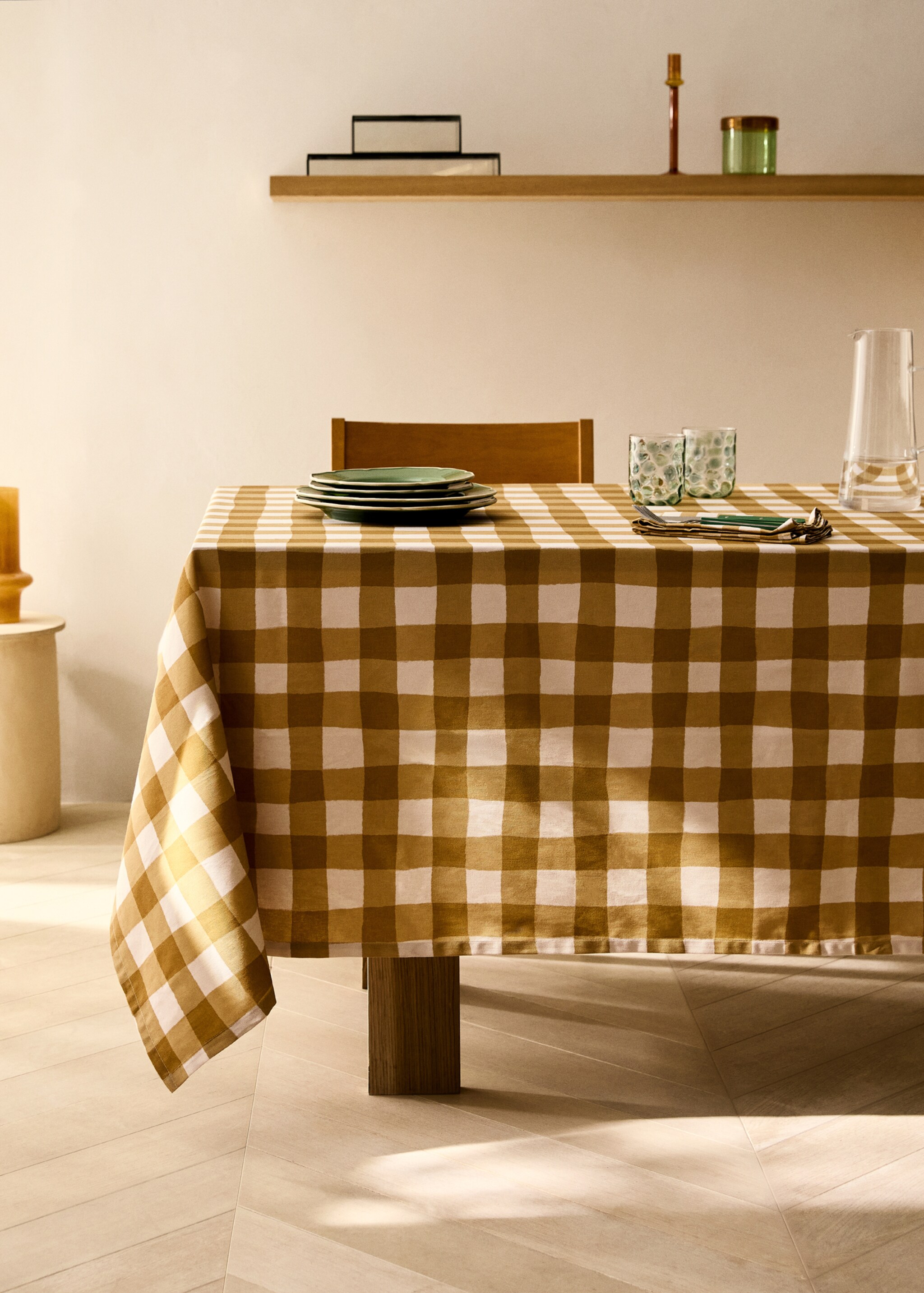 Estovalles cotó quadres 6 a 8 comensals - Pla general, Rosa gerani. Ref: 87032972-00.