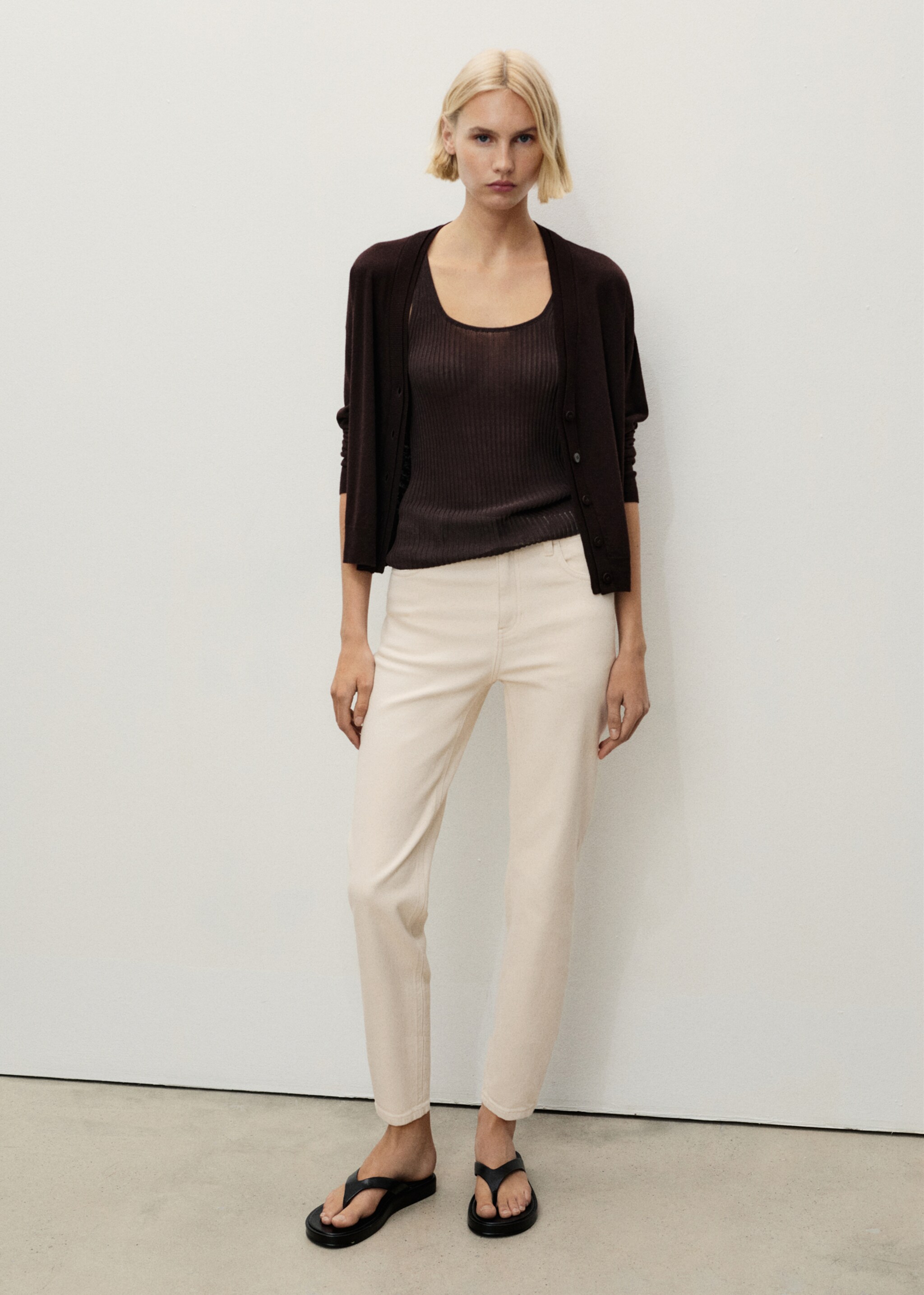 Newmom comfort high-rise jeans - General plane, Ecru. Ref: 87033274-00.