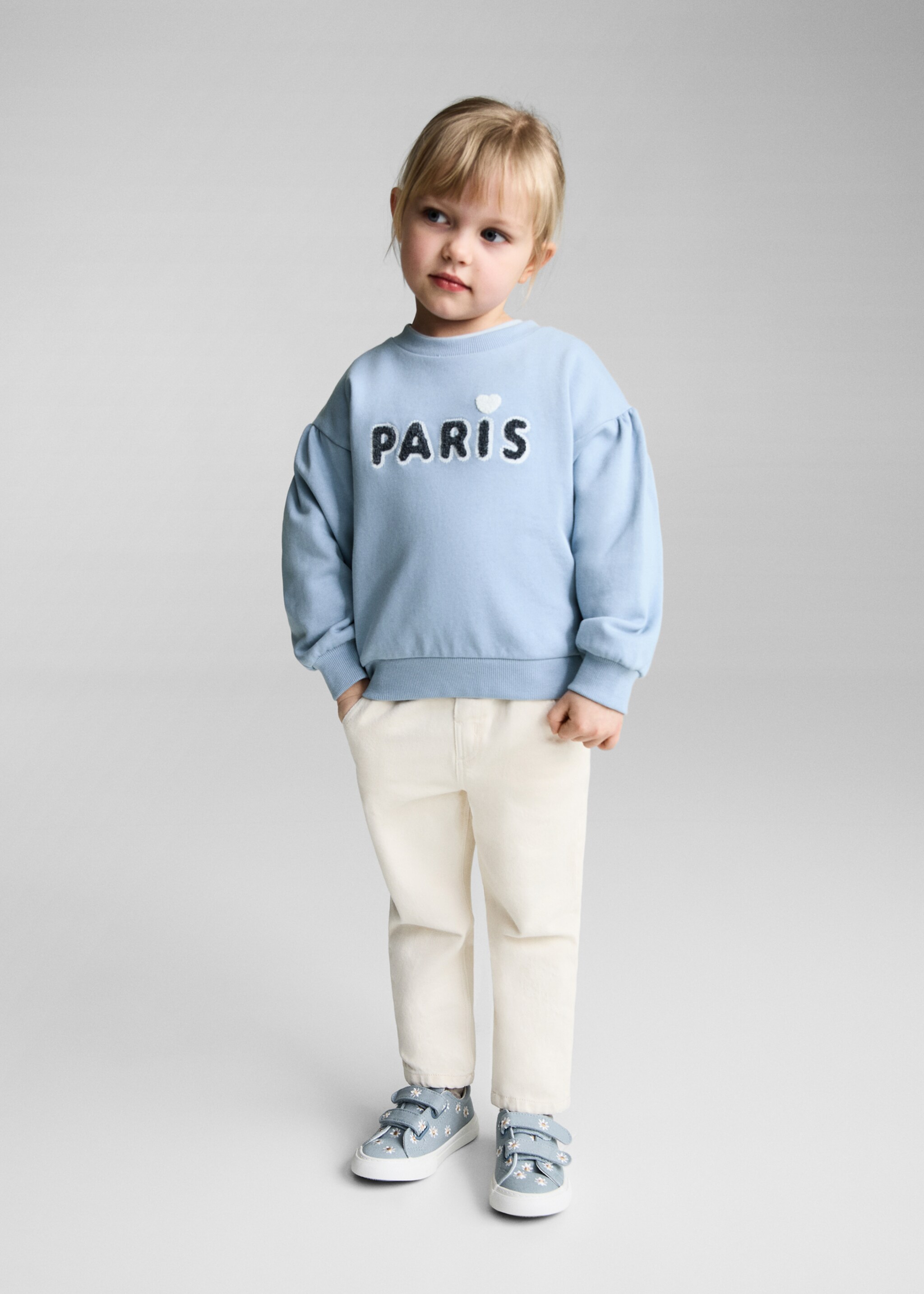 Embossed message cotton sweater - General plane, Sky Blue. Ref: 87033647-00.