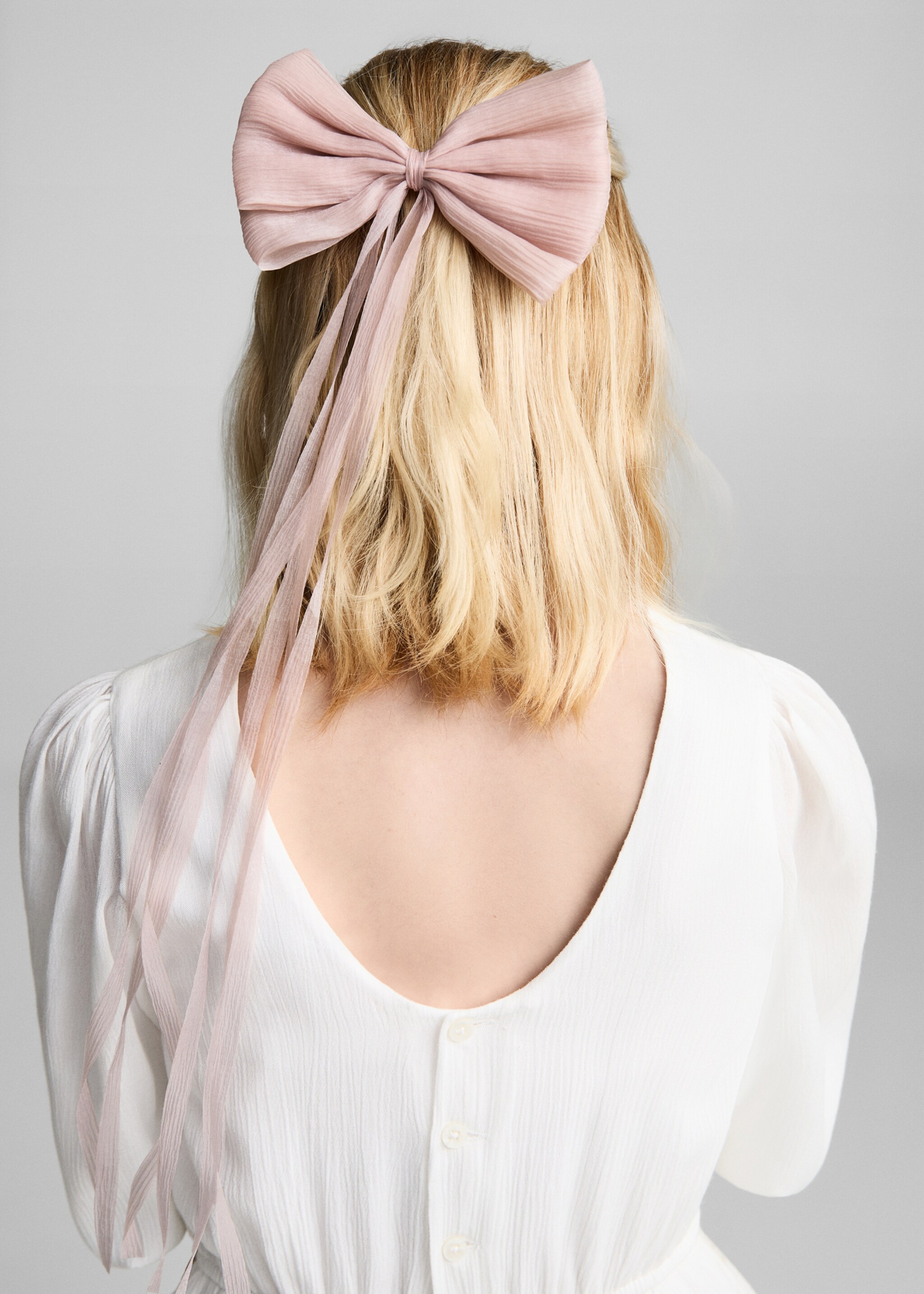 Bow hairclip - General plane, Pale Pink. Ref: 87033651-00.